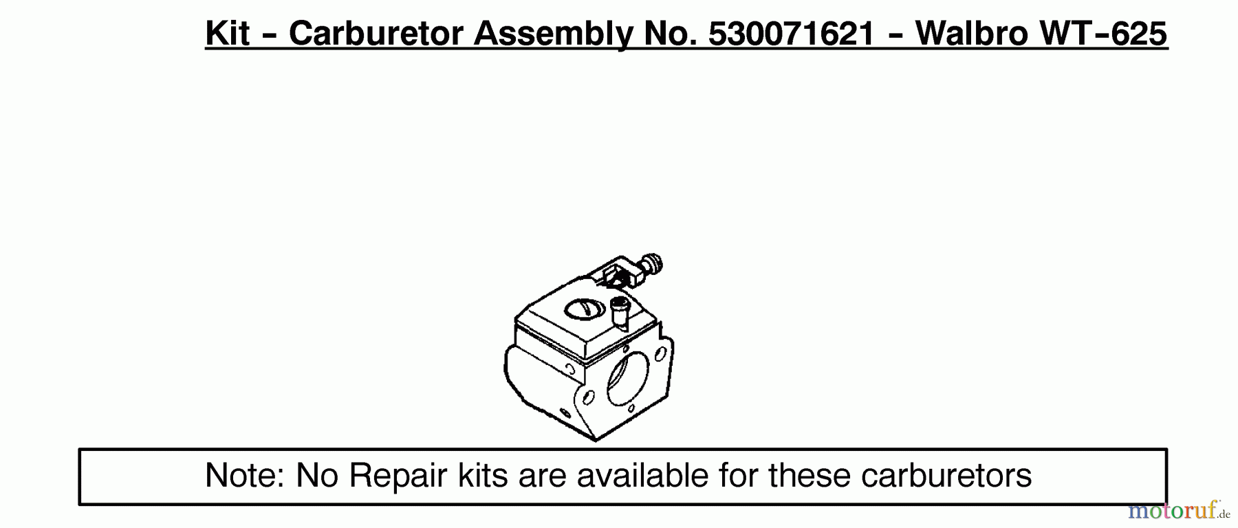 Poulan / Weed Eater Motorsägen 2550LE (Type 2) - Poulan Woodmaster Chainsaw Carburetor Assembly Kit (WT-625) 530071621