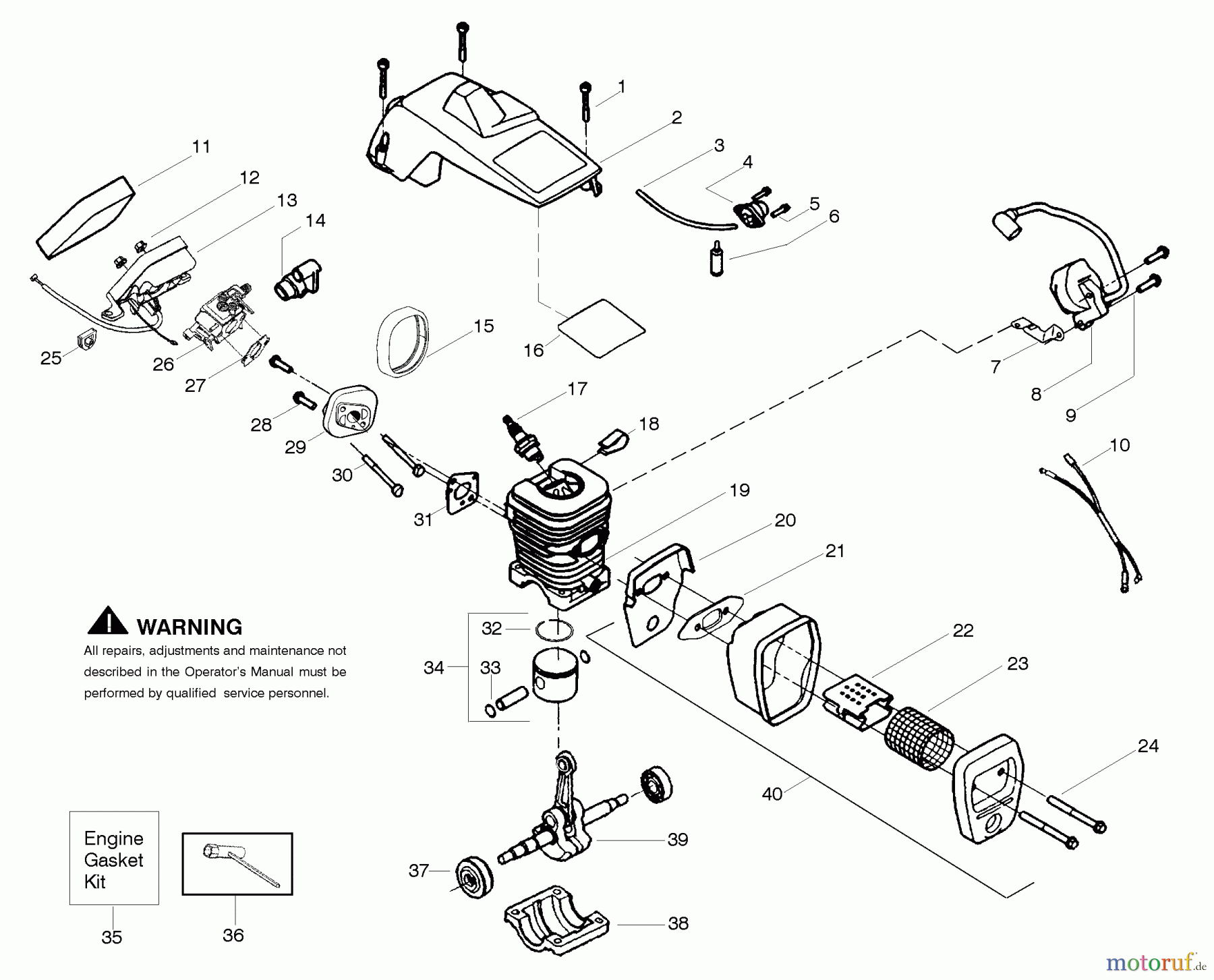 Poulan / Weed Eater Motorsägen 2550T - Poulan 2550T Titanium Chainsaw Engine