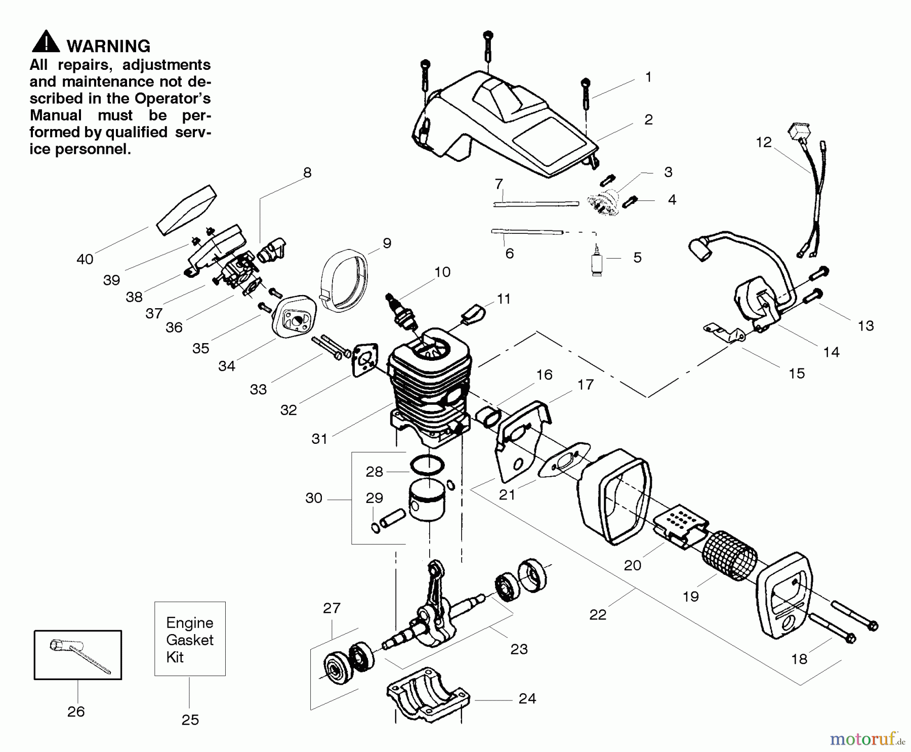 Poulan / Weed Eater Motorsägen 2555 - Poulan Chainsaw Engine Assembly