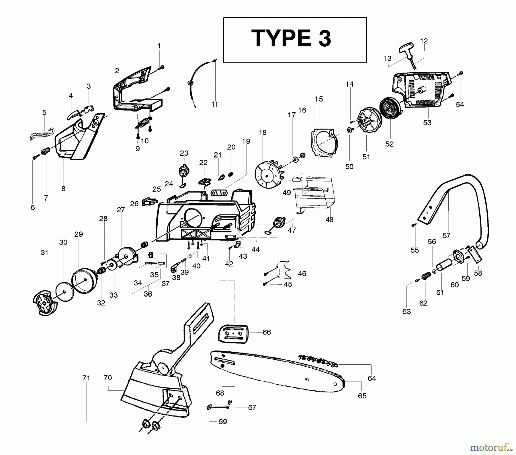 Poulan / Weed Eater Motorsägen 2775 (Type 3) - Poulan Chainsaw Handle, Chassis & Bar Assembly Type 3