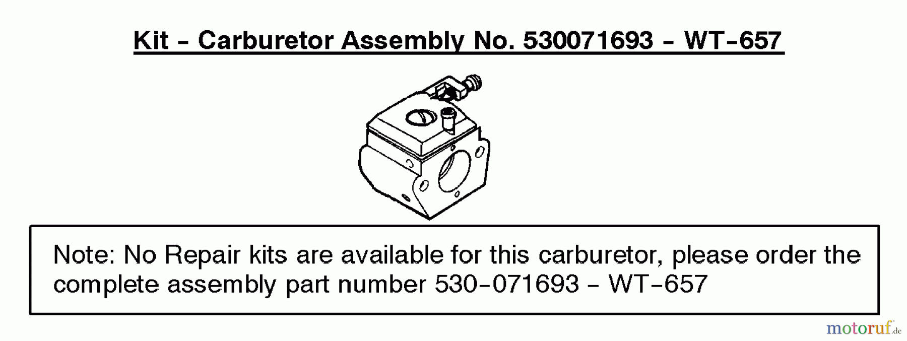 Poulan / Weed Eater Motorsägen 2900 (Type 2) - Poulan Chainsaw Carburetor Assembly - (WT-657) 530071693