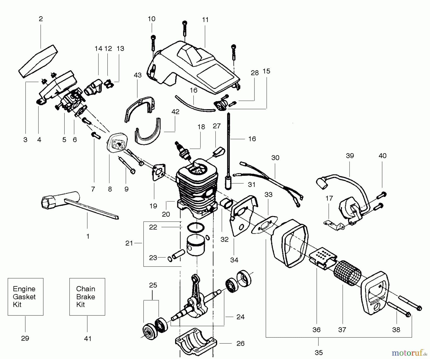 Poulan / Weed Eater Motorsägen 358.351162 - Poulan Pro Craftsman Chainsaw Repair Parts Engine