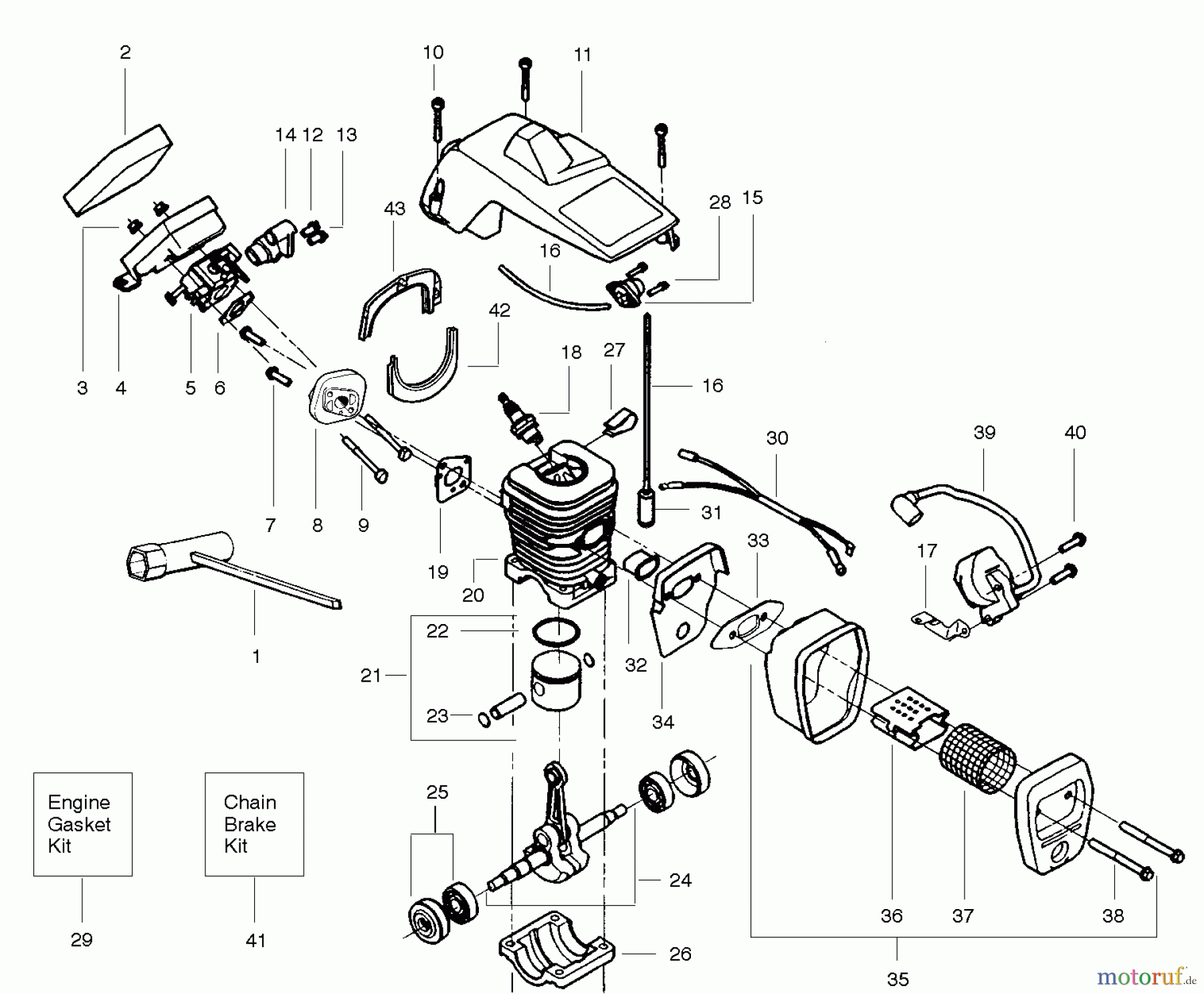 Poulan / Weed Eater Motorsägen 358.351082 - Poulan Pro Craftsman Chainsaw Repair Parts Engine