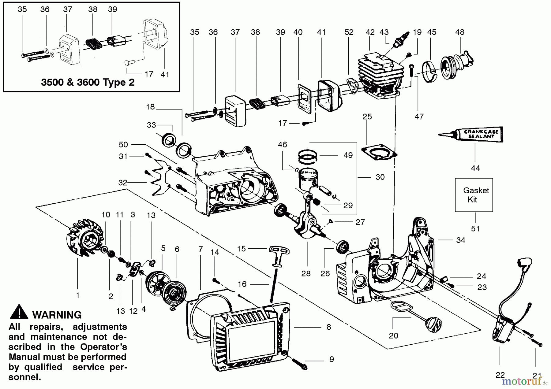 Poulan / Weed Eater Motorsägen 3350 - Poulan Chainsaw INTERNAL POWER UNIT