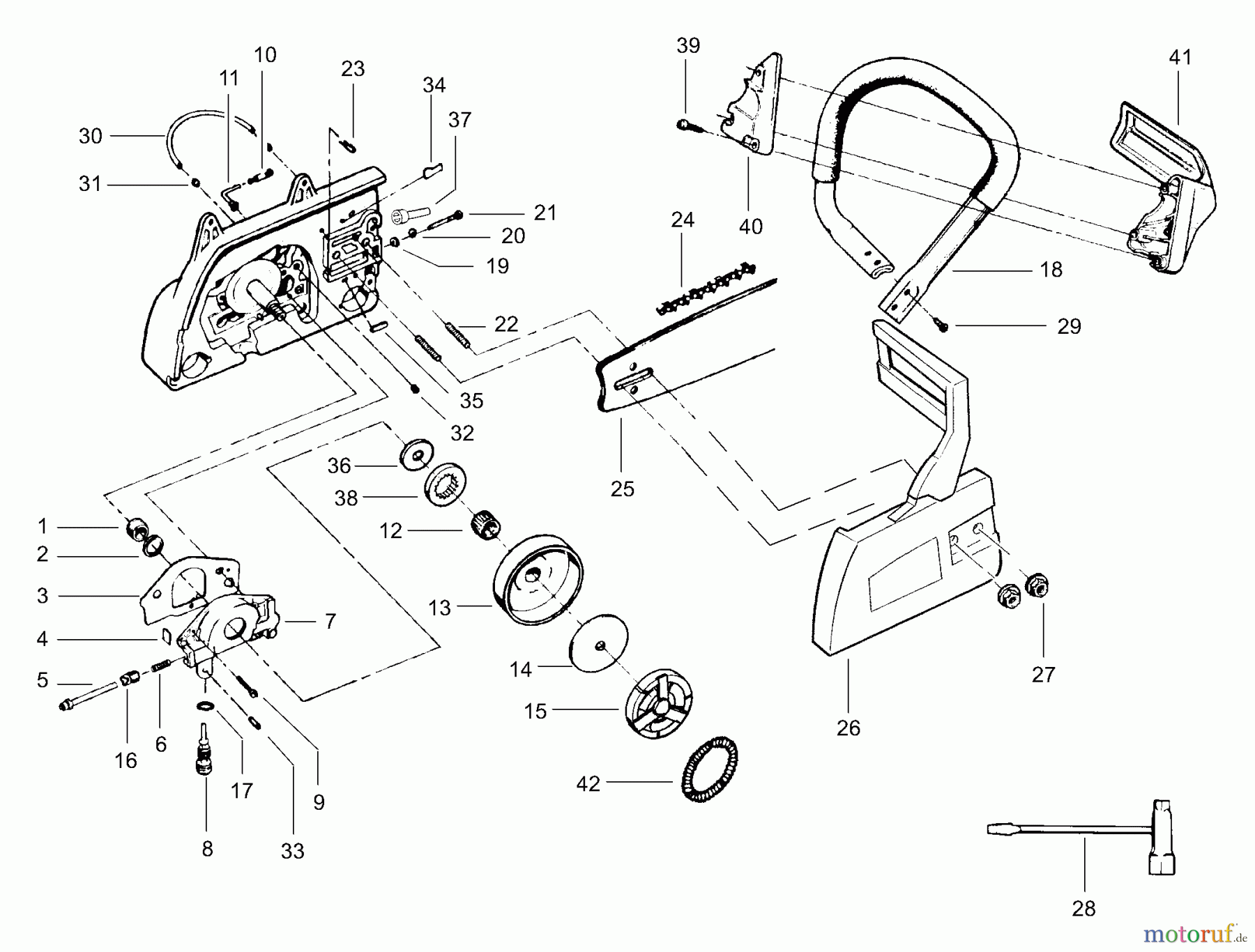 Poulan / Weed Eater Motorsägen 3450 (p219) - Poulan Chainsaw Handle & Bar Assembly