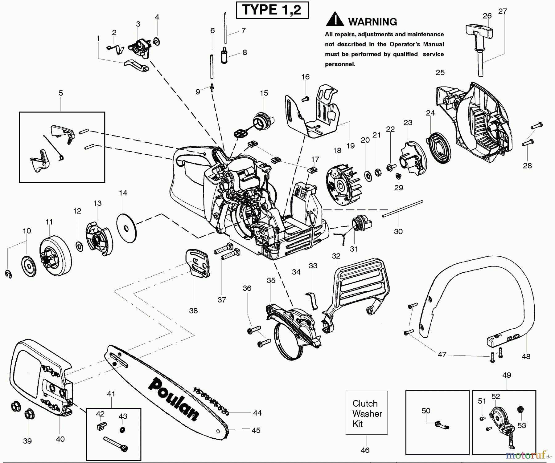  Poulan / Weed Eater Motorsägen P3516PR (Type 2) - Poulan Chainsaw Starter Type 1-2