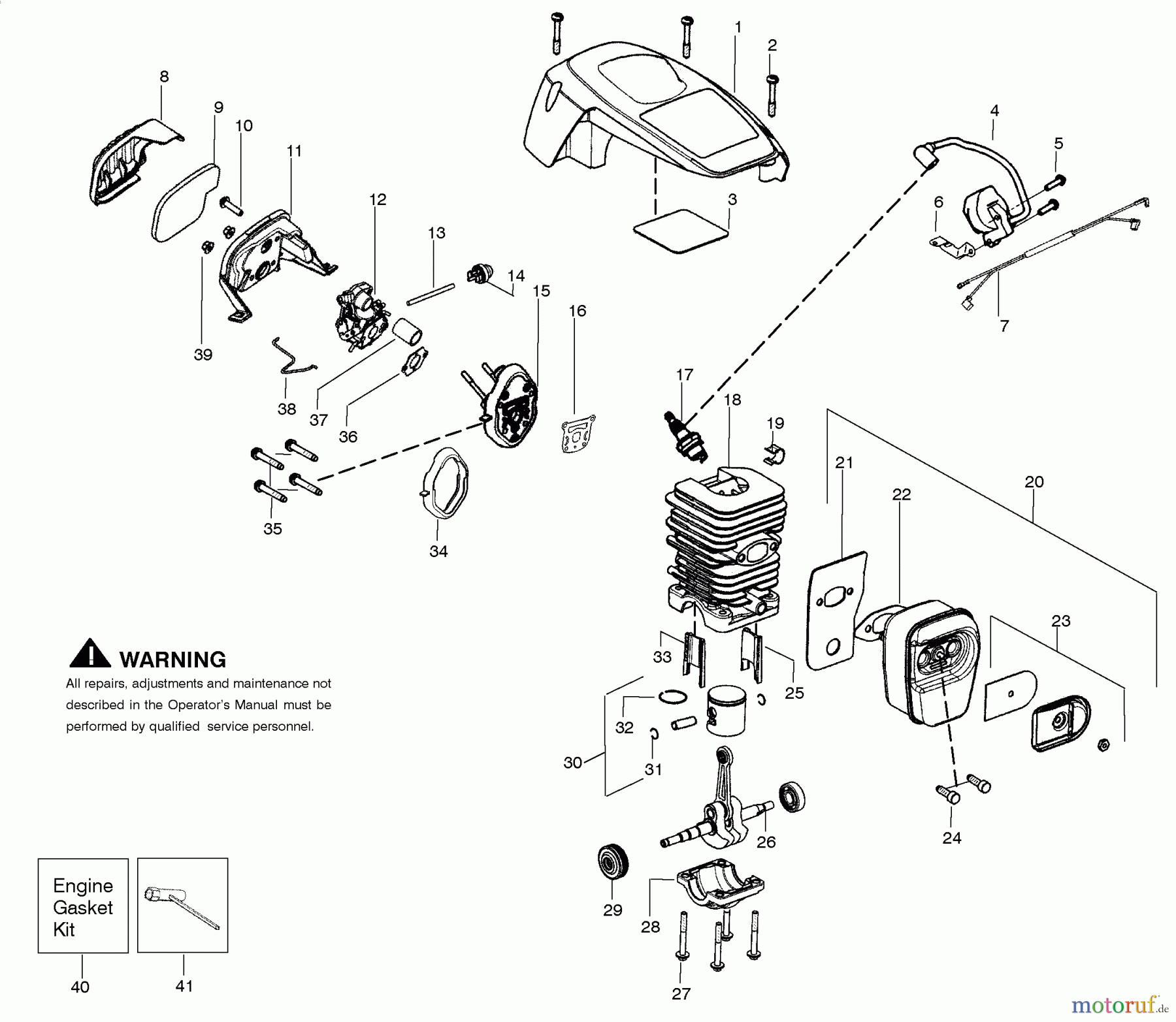 Poulan / Weed Eater Motorsägen P4018 - Poulan Chainsaw Engine Assembly