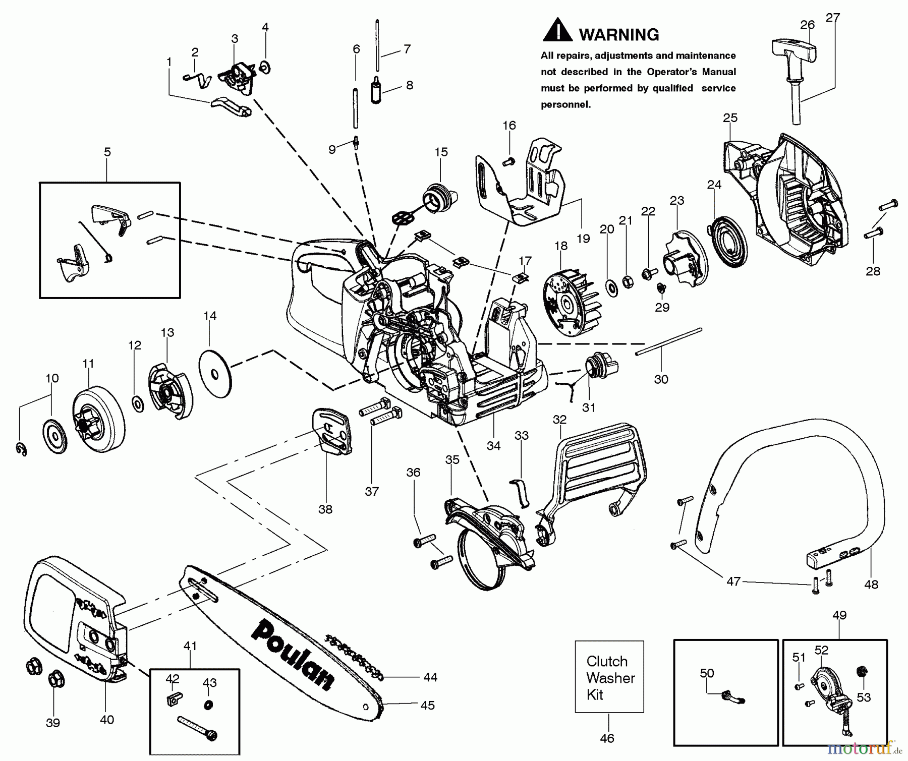 Poulan / Weed Eater Motorsägen P4018 - Poulan Chainsaw Handle, Chassis & Bar Assembly