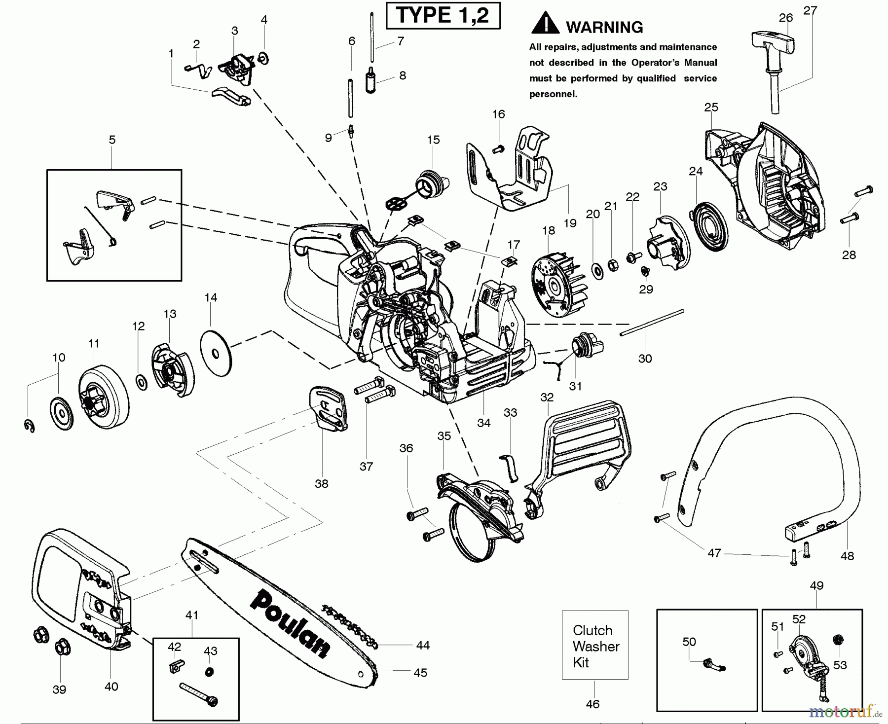 Poulan / Weed Eater Motorsägen P4018WM (Type 2) - Poulan Chainsaw Starter Type 1-2