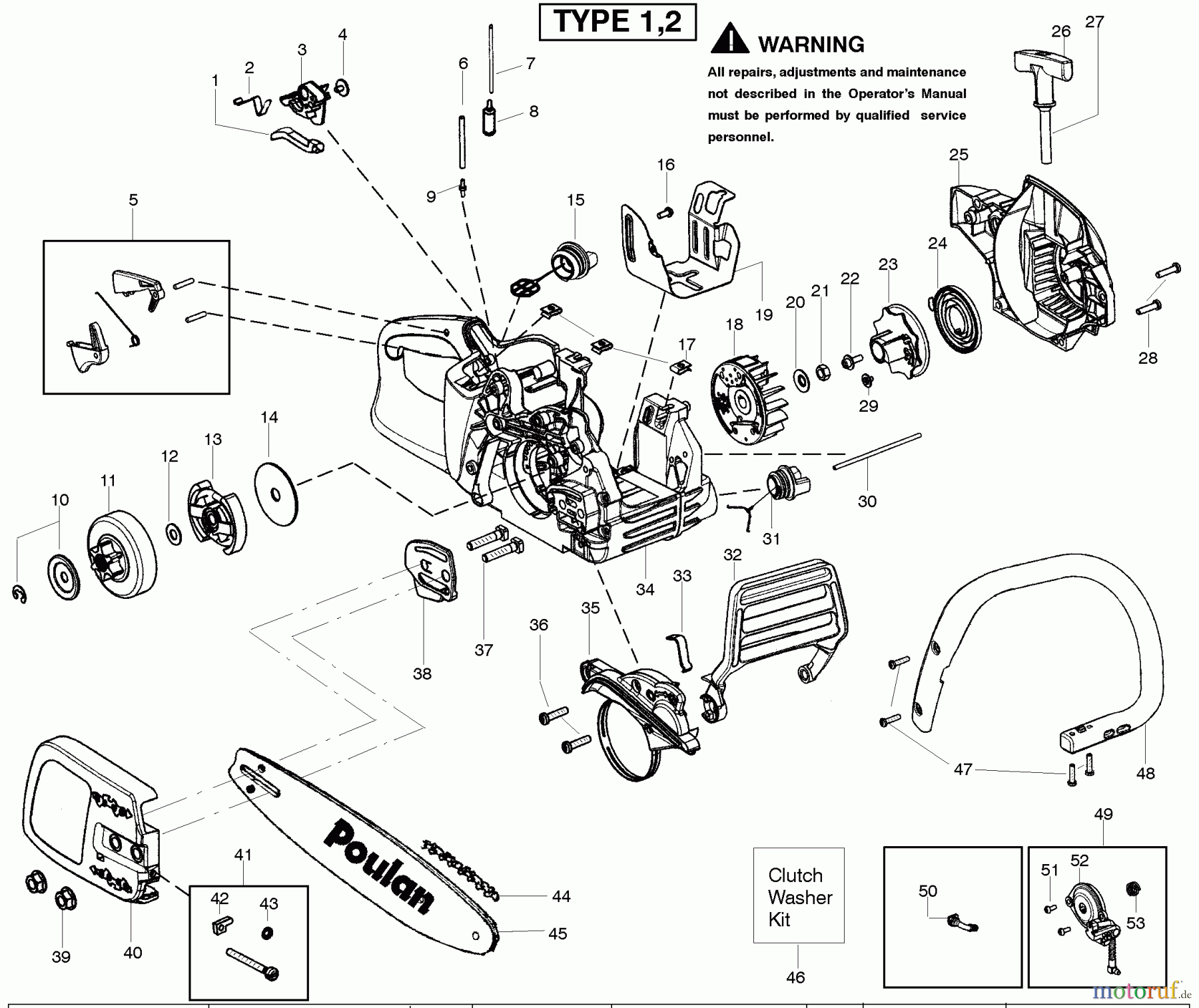 Poulan / Weed Eater Motorsägen P4018WT (Type 1) -Poulan Wildthing Chainsaw Starter Type 1-2