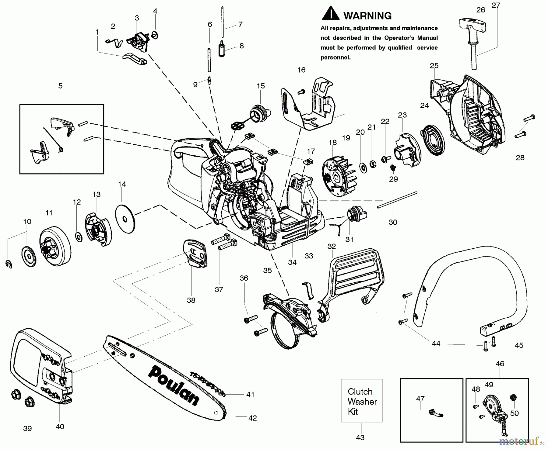 Poulan / Weed Eater Motorsägen P4018WTL - Poulan Chainsaw Handle & Controls