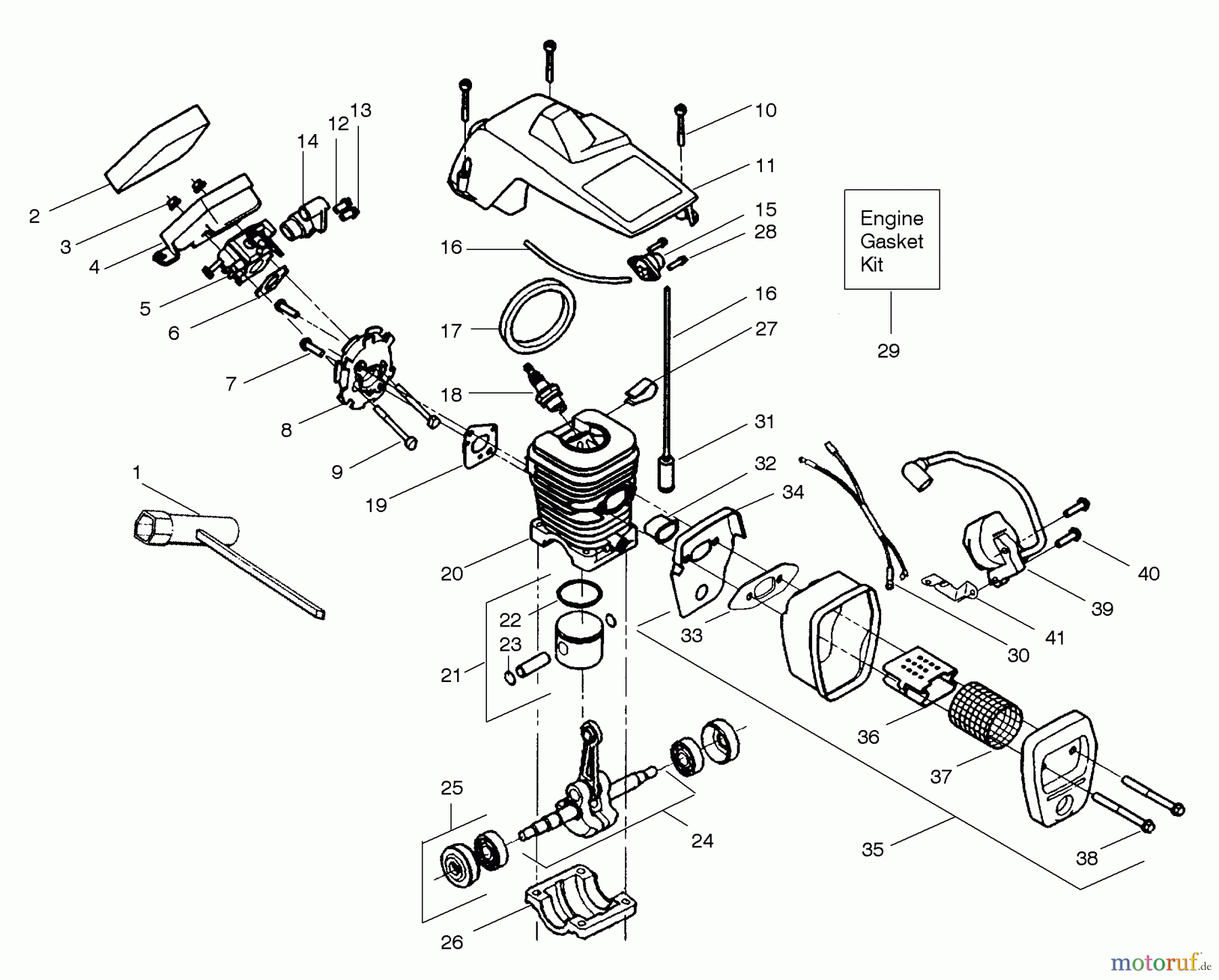Poulan / Weed Eater Motorsägen PP210 - Poulan Pro Chainsaw Engine Assembly