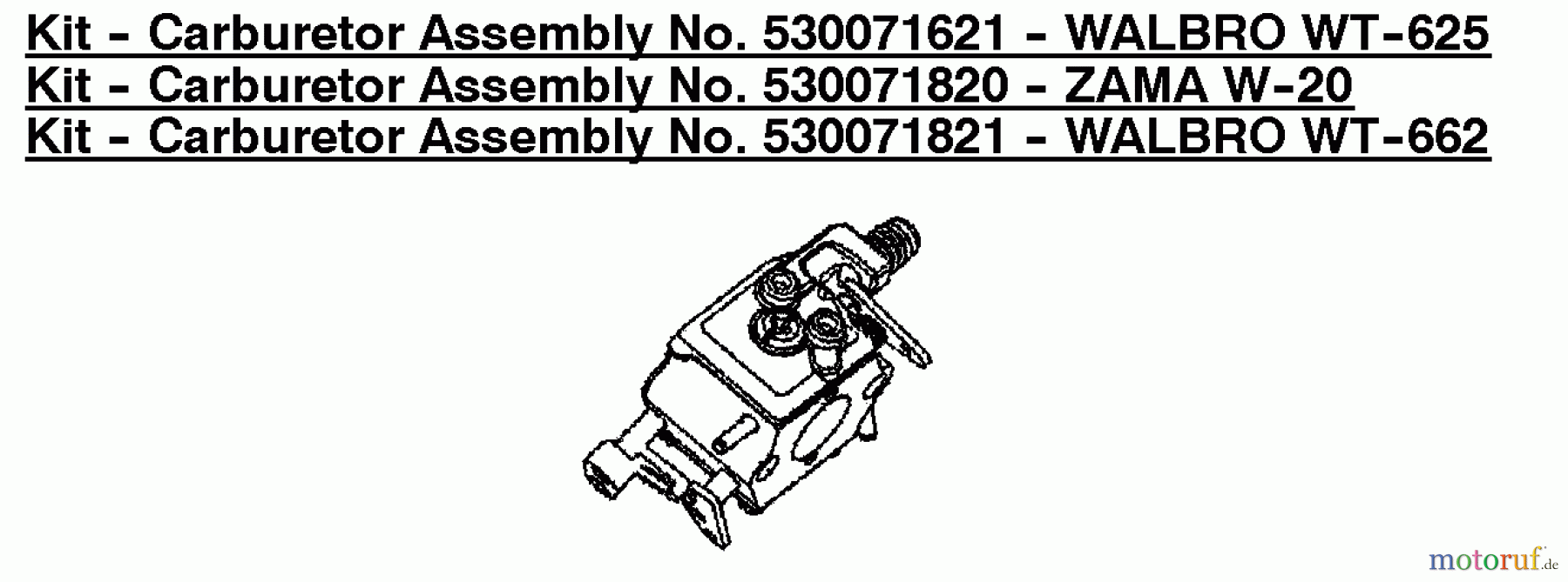 Poulan / Weed Eater Motorsägen PP220 (Type 5) - Poulan Pro Chainsaw Kit - Carburetor Assembly