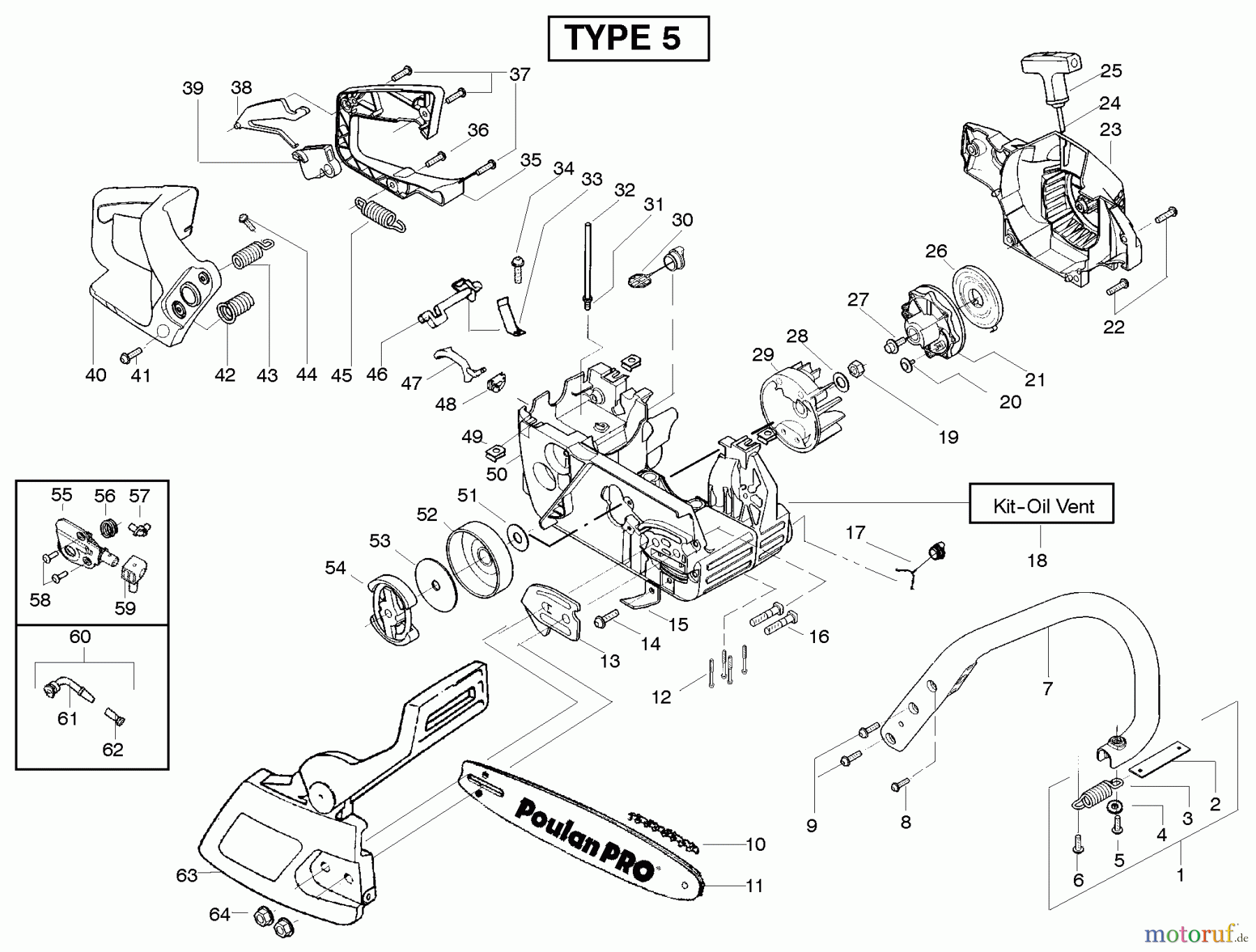 Poulan / Weed Eater Motorsägen PP220 (Type 5) - Poulan Pro Chainsaw Starter Type 5