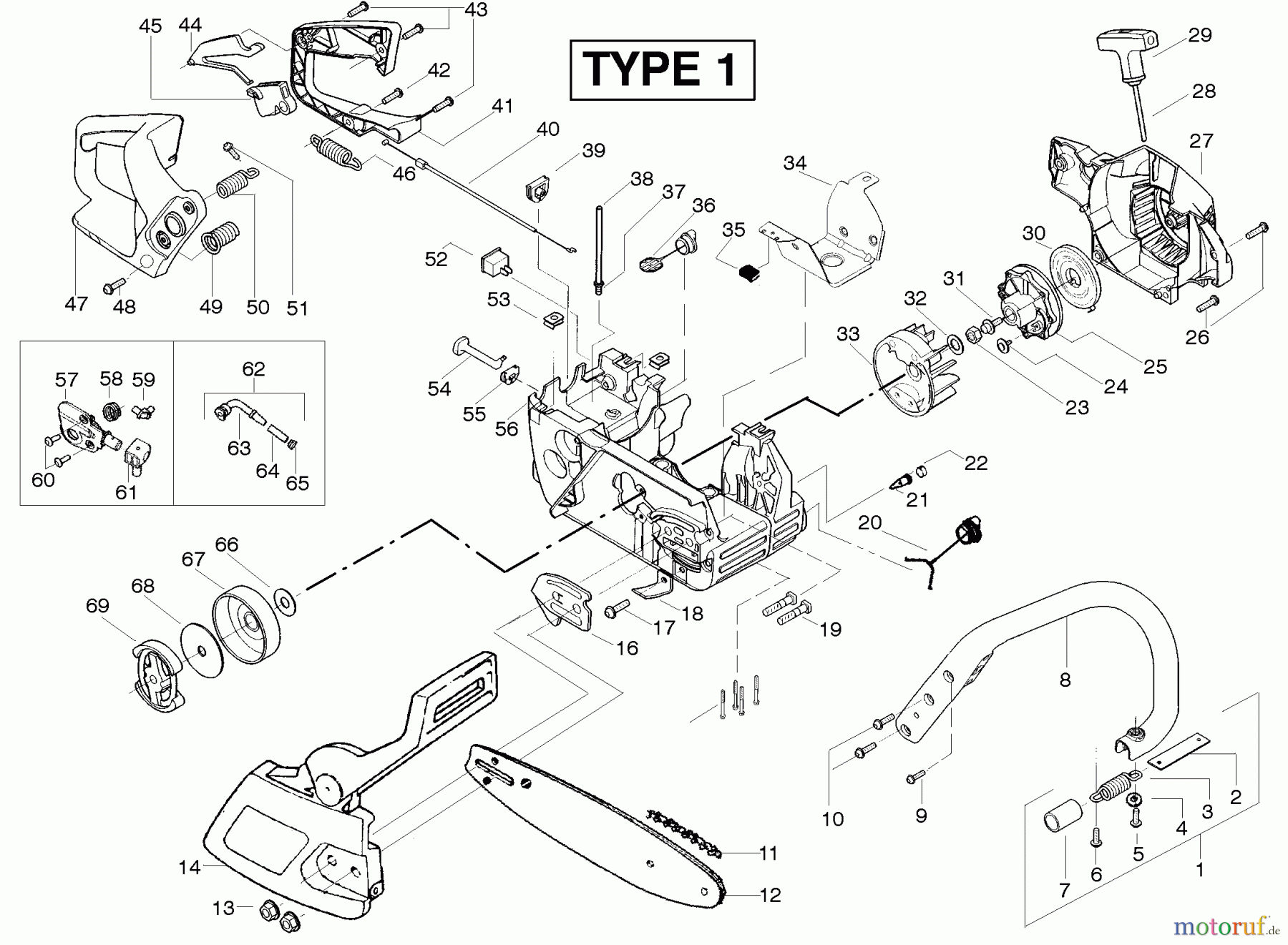 Poulan / Weed Eater Motorsägen PP221LE (Type 1) - Poulan Pro Chainsaw Starter Type 1
