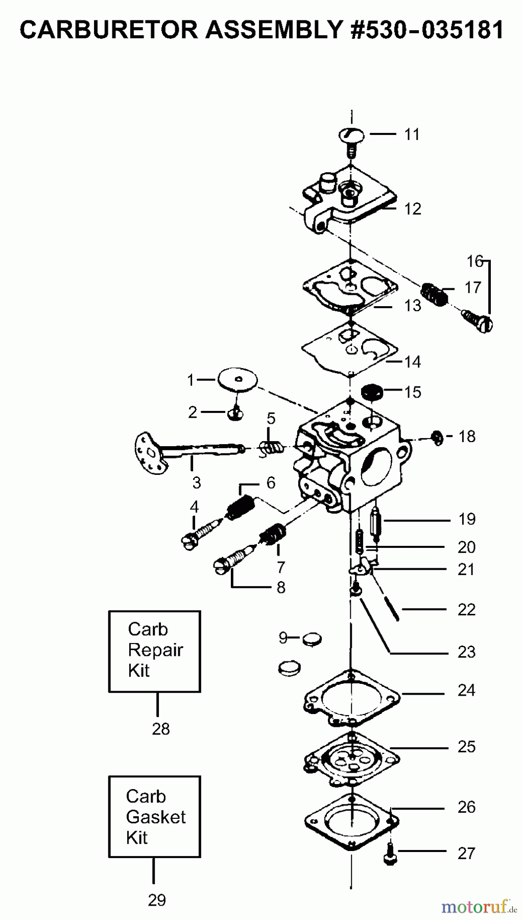 Poulan / Weed Eater Motorsägen PP235 - Poulan Pro Chainsaw Carburetor Assembly P/N 530035181