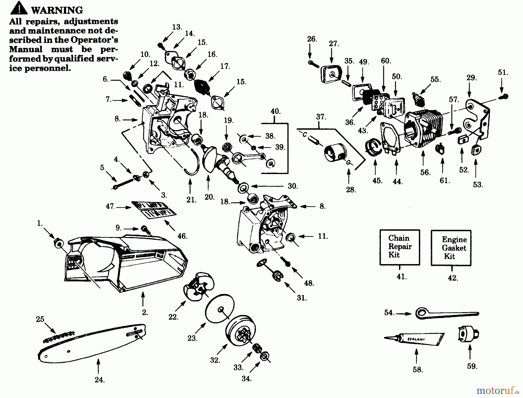 Poulan / Weed Eater Motorsägen PP236 - Poulan Pro Chainsaw INTERNAL POWER UNIT