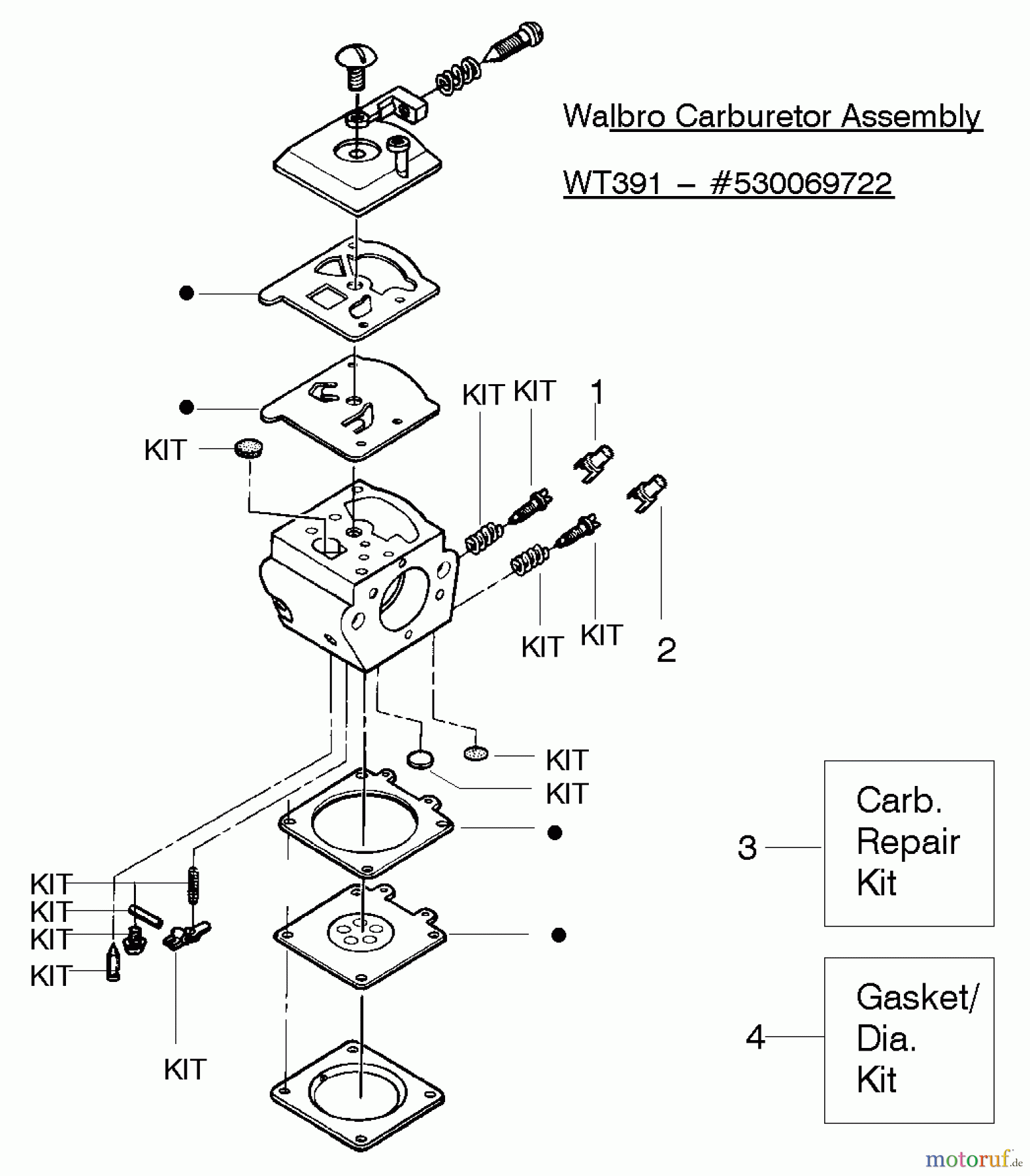 Poulan / Weed Eater Motorsägen PP260 (Type 4) - Poulan Pro Chainsaw Walbro Carburetor Assembly