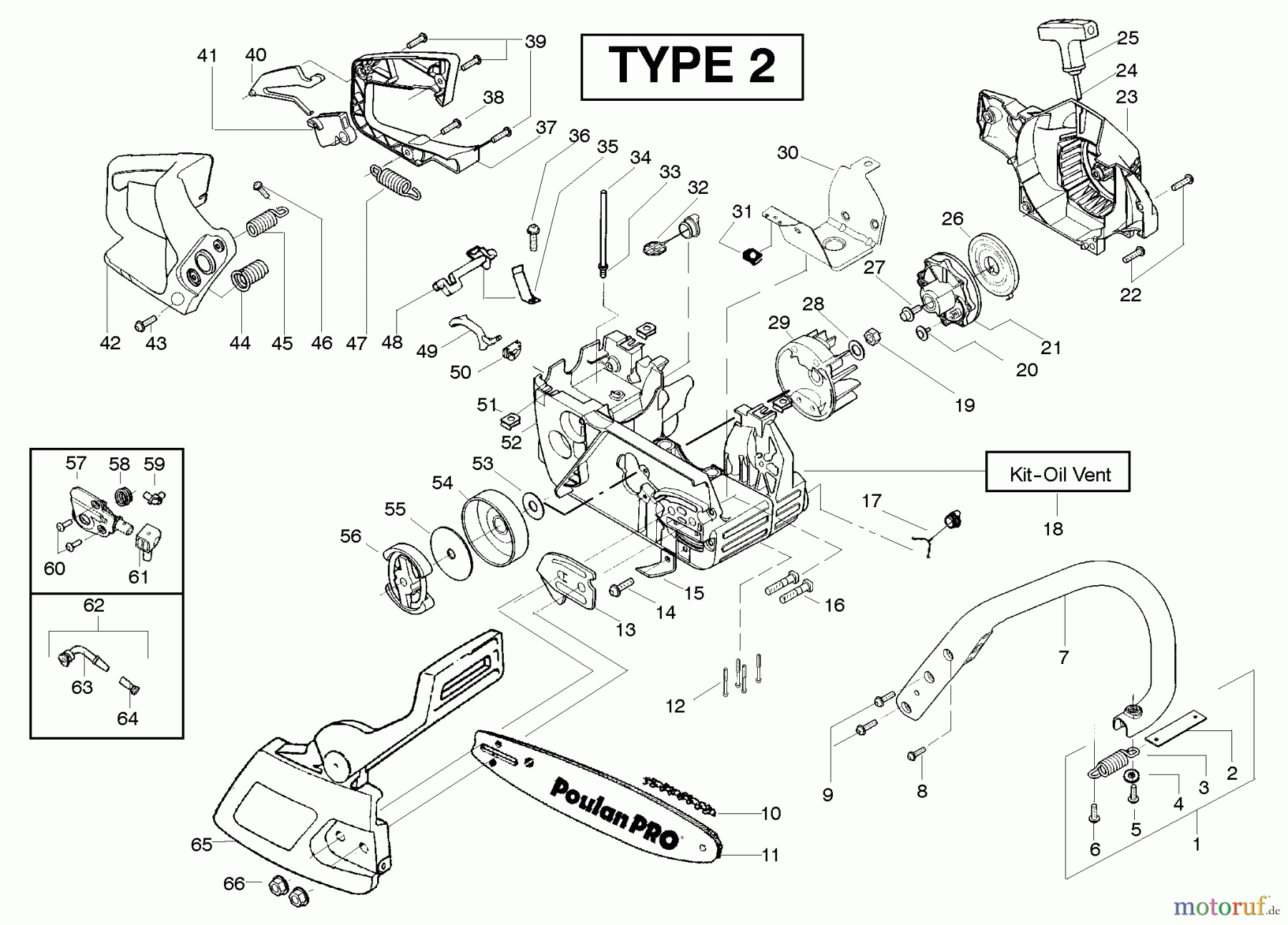 Poulan / Weed Eater Motorsägen PP260LE (Type 2) - Poulan Pro Chainsaw Starter Type 2