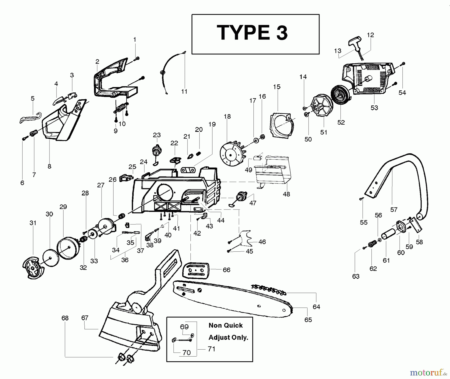 Poulan / Weed Eater Motorsägen PP295 (Type 3) - Poulan Pro Chainsaw Handle, Chassis & Bar Assembly Type 3