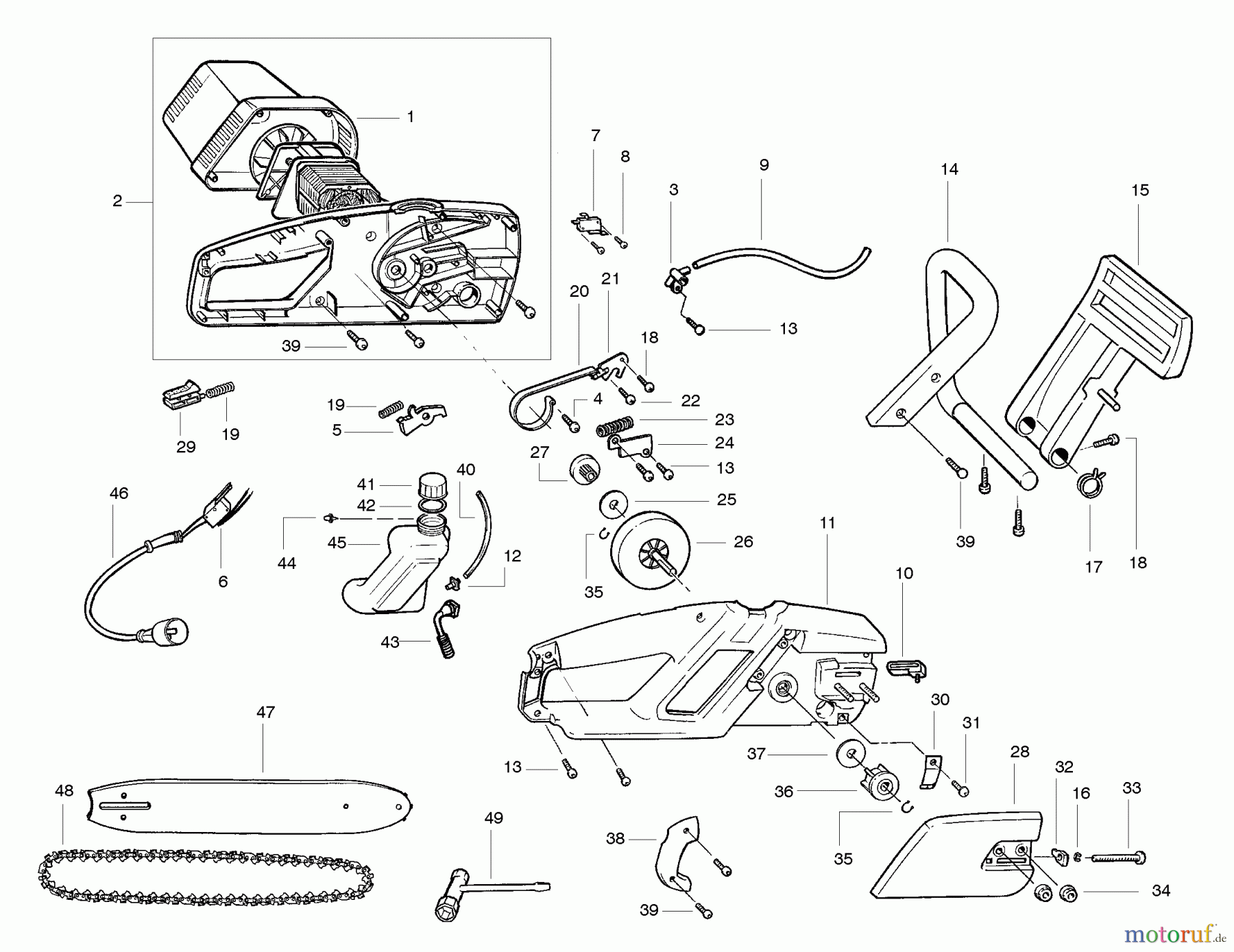 Poulan / Weed Eater Motorsägen PP300E - Poulan Pro Electric Chainsaw Chain Saw Assembly