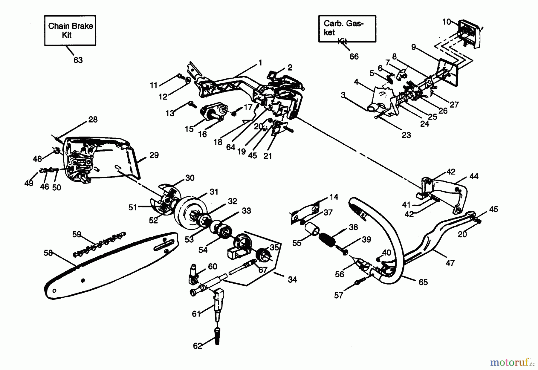 Poulan / Weed Eater Motorsägen PP325 - Poulan Pro Chainsaw HANDLE, CHAIN & SAW