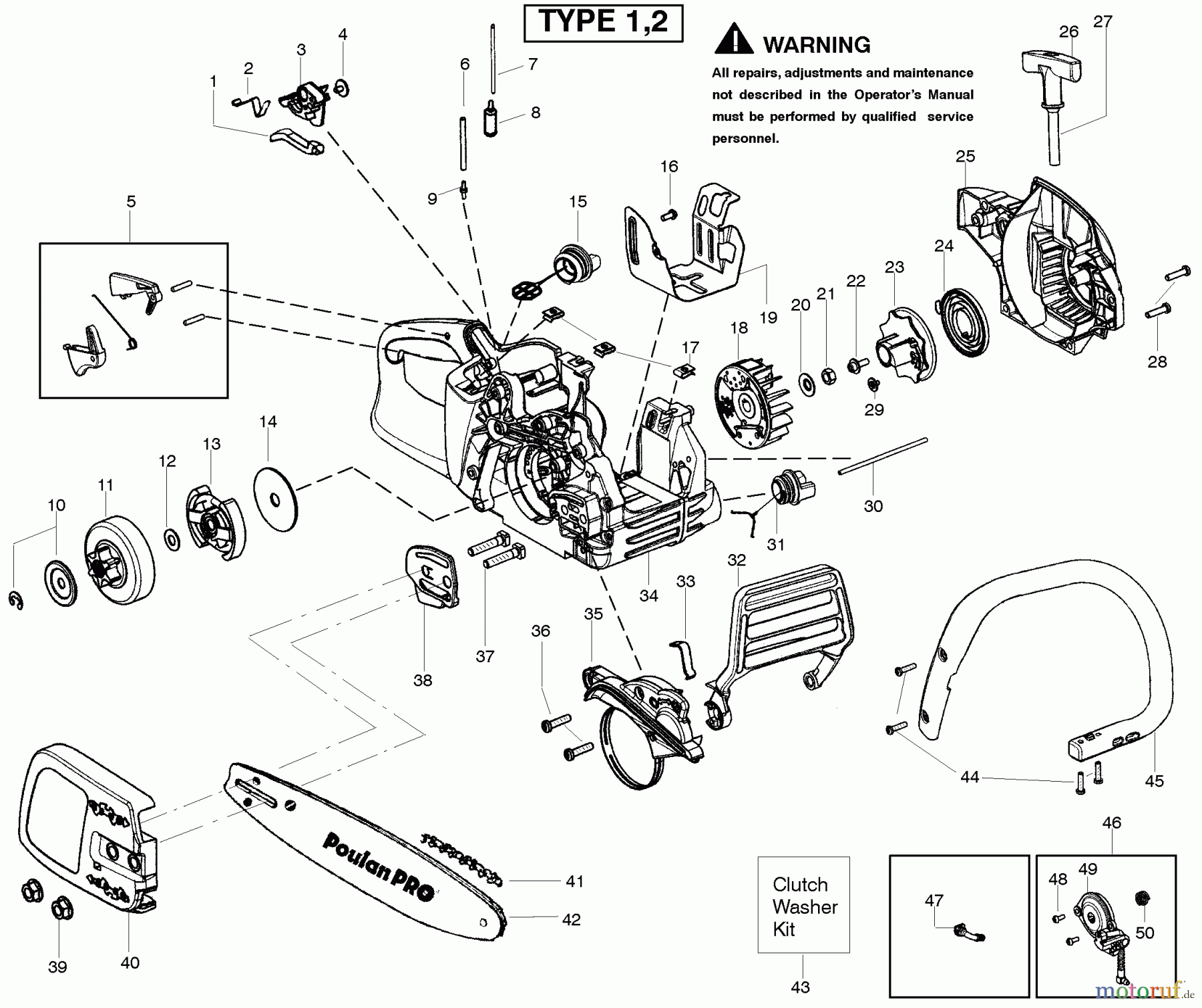 Poulan / Weed Eater Motorsägen PP3516 (Type 2) - Poulan Pro Chainsaw Starter Type 1-2