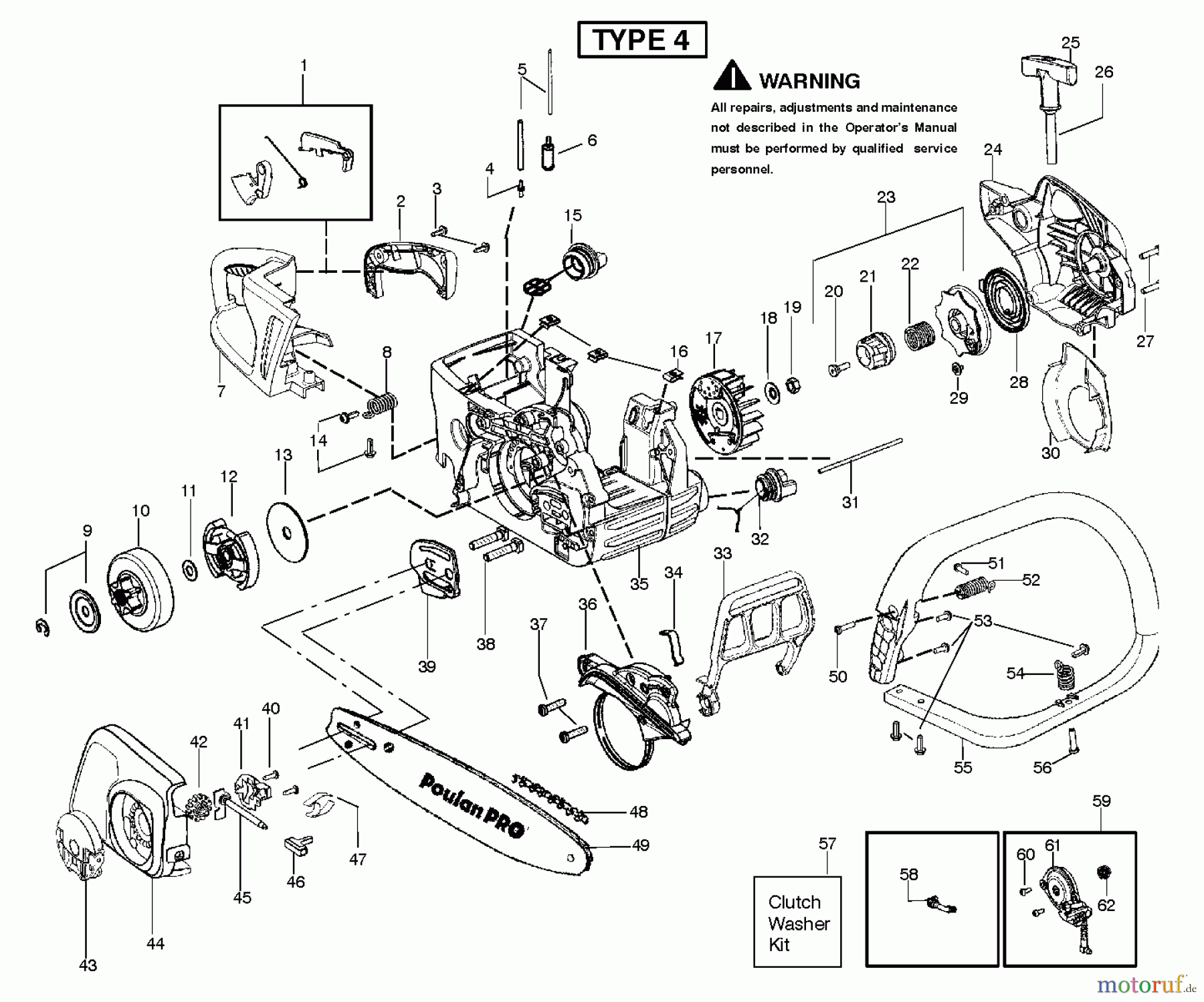Poulan / Weed Eater Motorsägen PP3516AVX - Poulan Pro Chainsaw (2012-06) CHASSIS LOWER #1