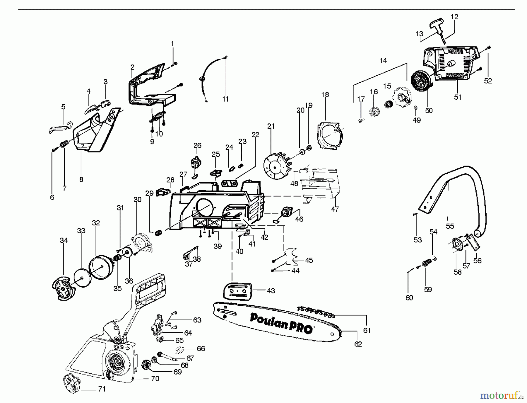  Poulan / Weed Eater Motorsägen PP4620AVX (952802169) - Poulan Pro Chainsaw (2012-01) CHASSIS BAR HANDLE