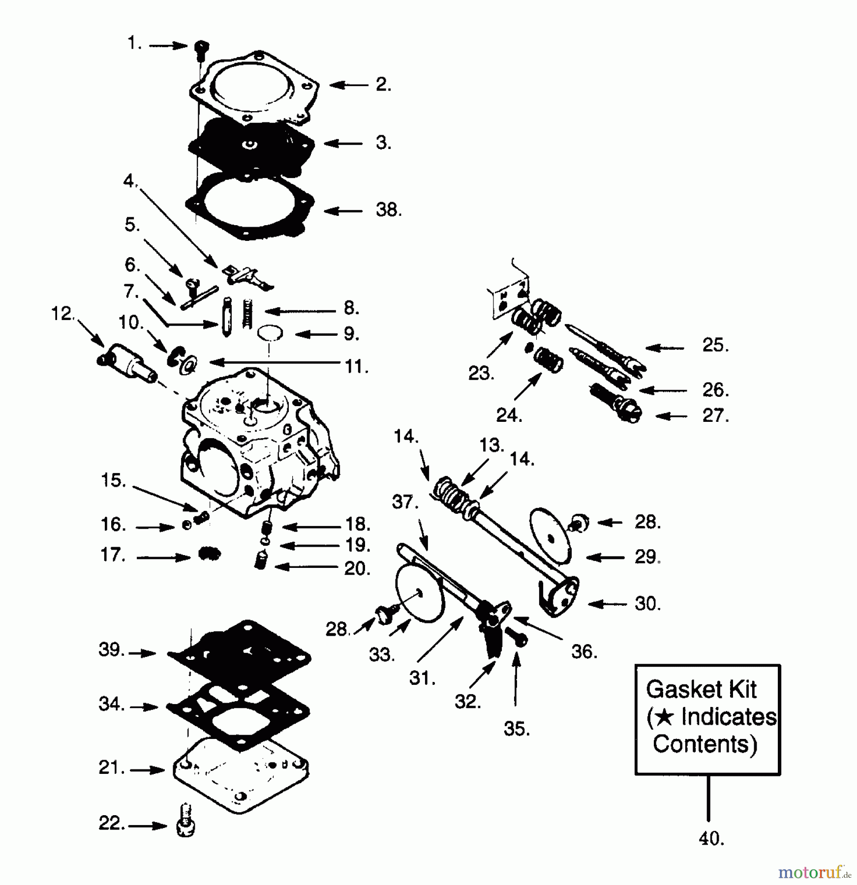 Poulan / Weed Eater Motorsägen PP415 - Poulan Pro Chainsaw CARBURETOR WP-28P BREAKDOWN