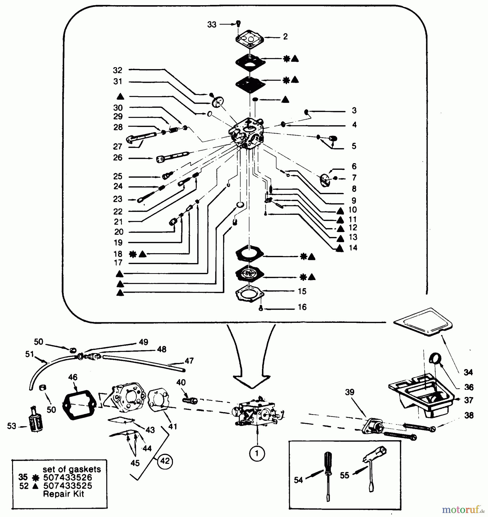 Poulan / Weed Eater Motorsägen PP525 - Poulan Pro Chainsaw CARBURETOR WJ-9