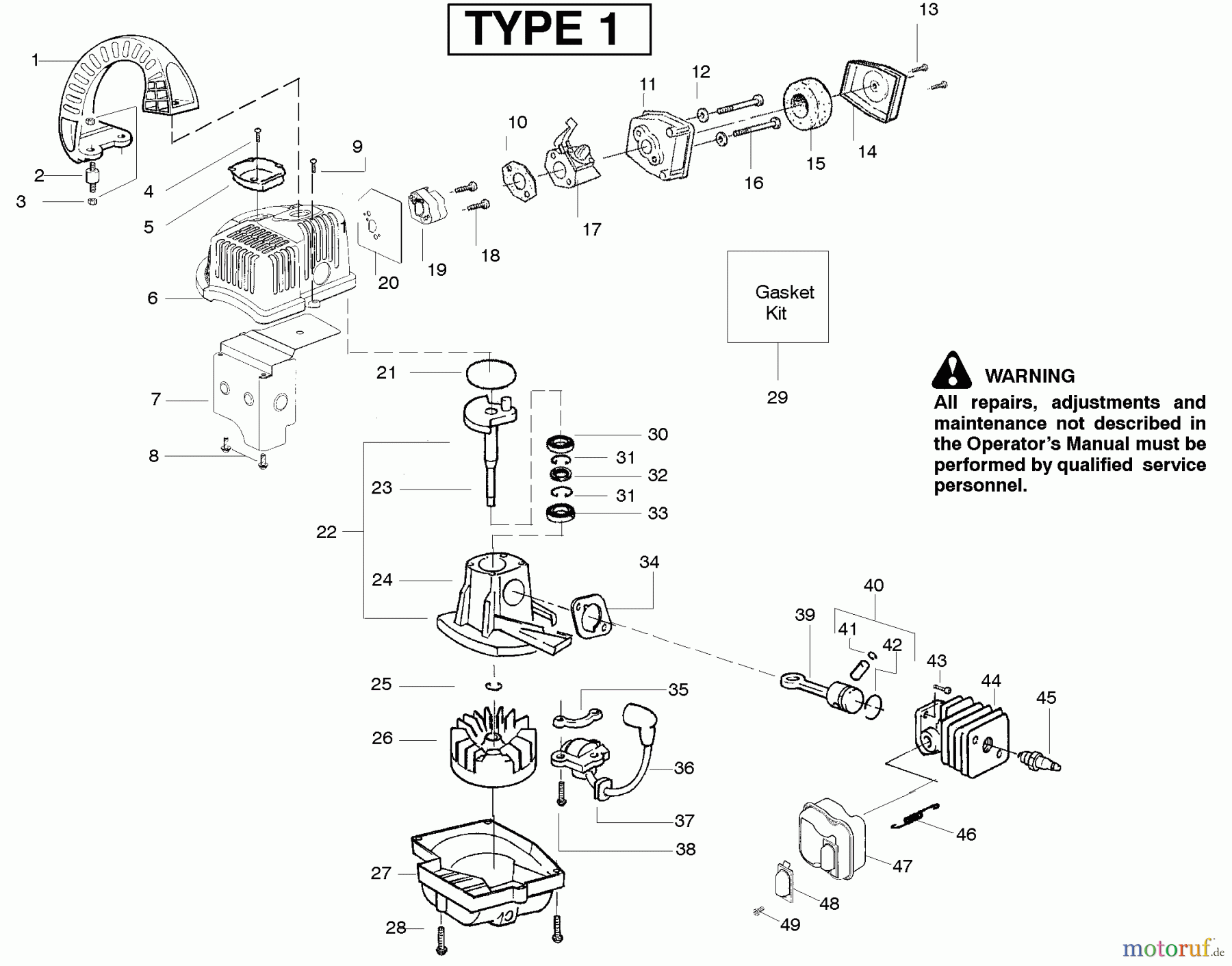  Poulan / Weed Eater Bläser / Sauger / Häcksler / Mulchgeräte FL1500LE (Type 1) - Weed Eater Featherlite Blower Engine Type 1