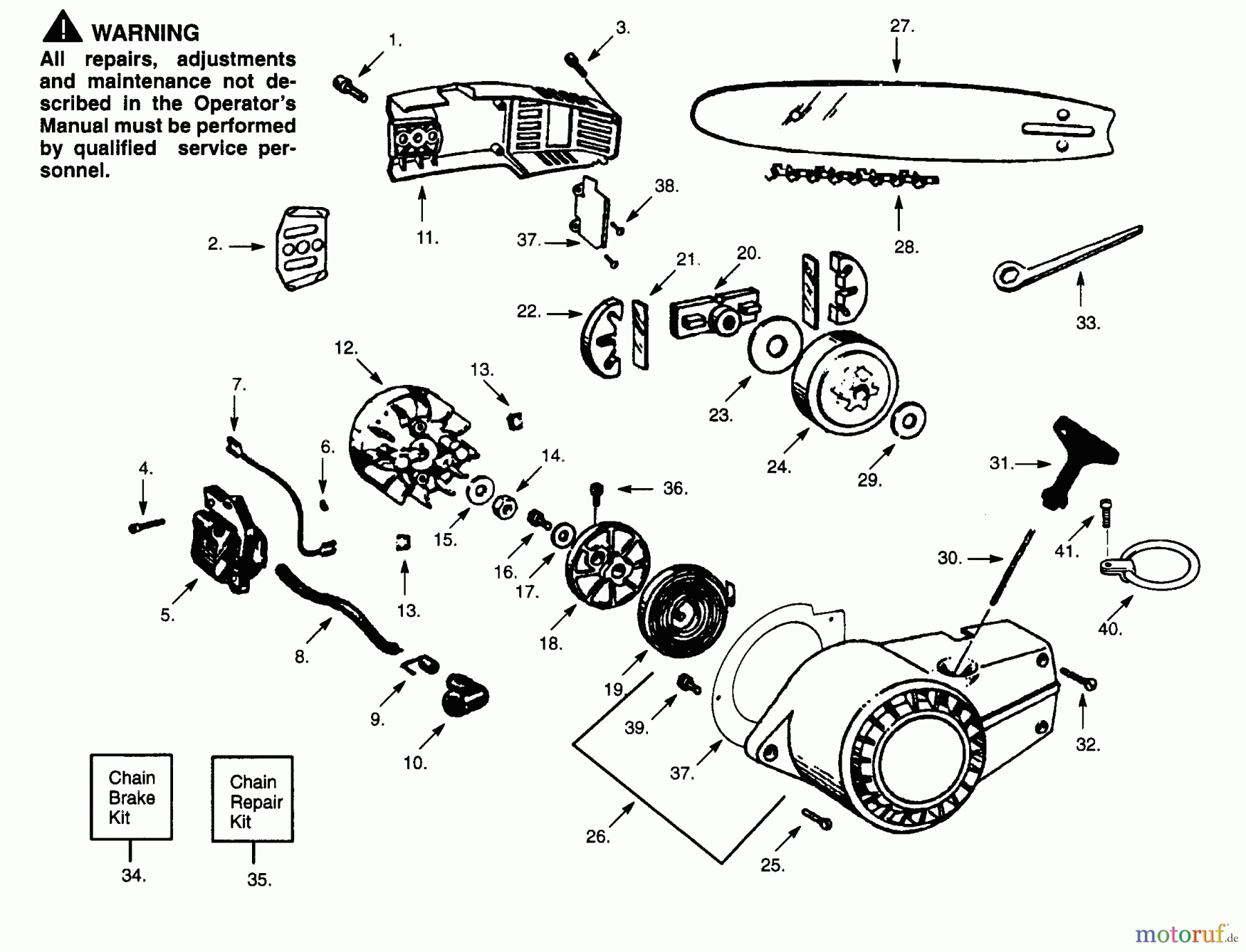 Poulan / Weed Eater Motorsägen S25AV - Poulan Chainsaw CHAIN & BAR, SHROUD