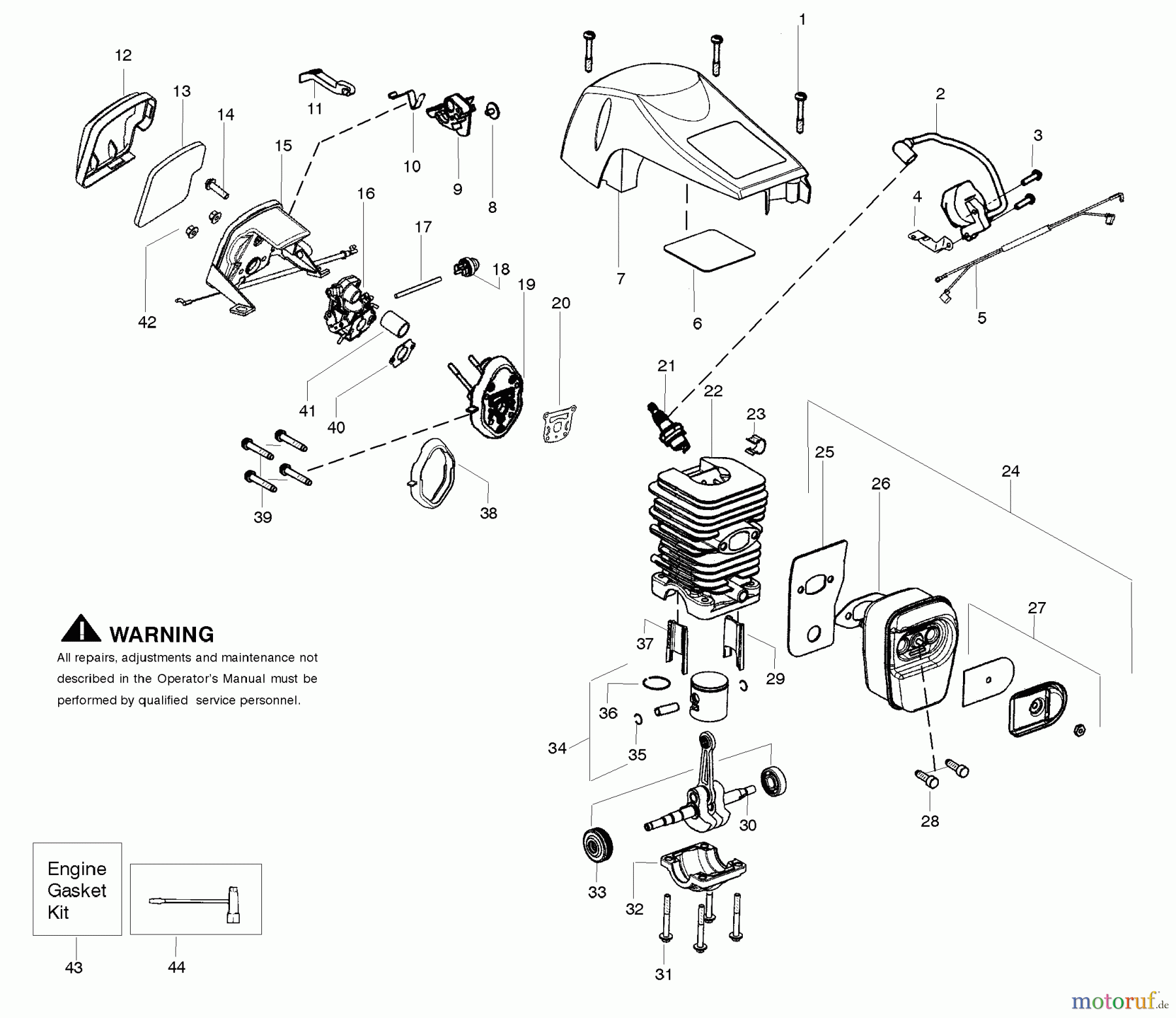 Poulan / Weed Eater Motorsägen SM4218AVX - Poulan Pro Chainsaw Engine Assembly