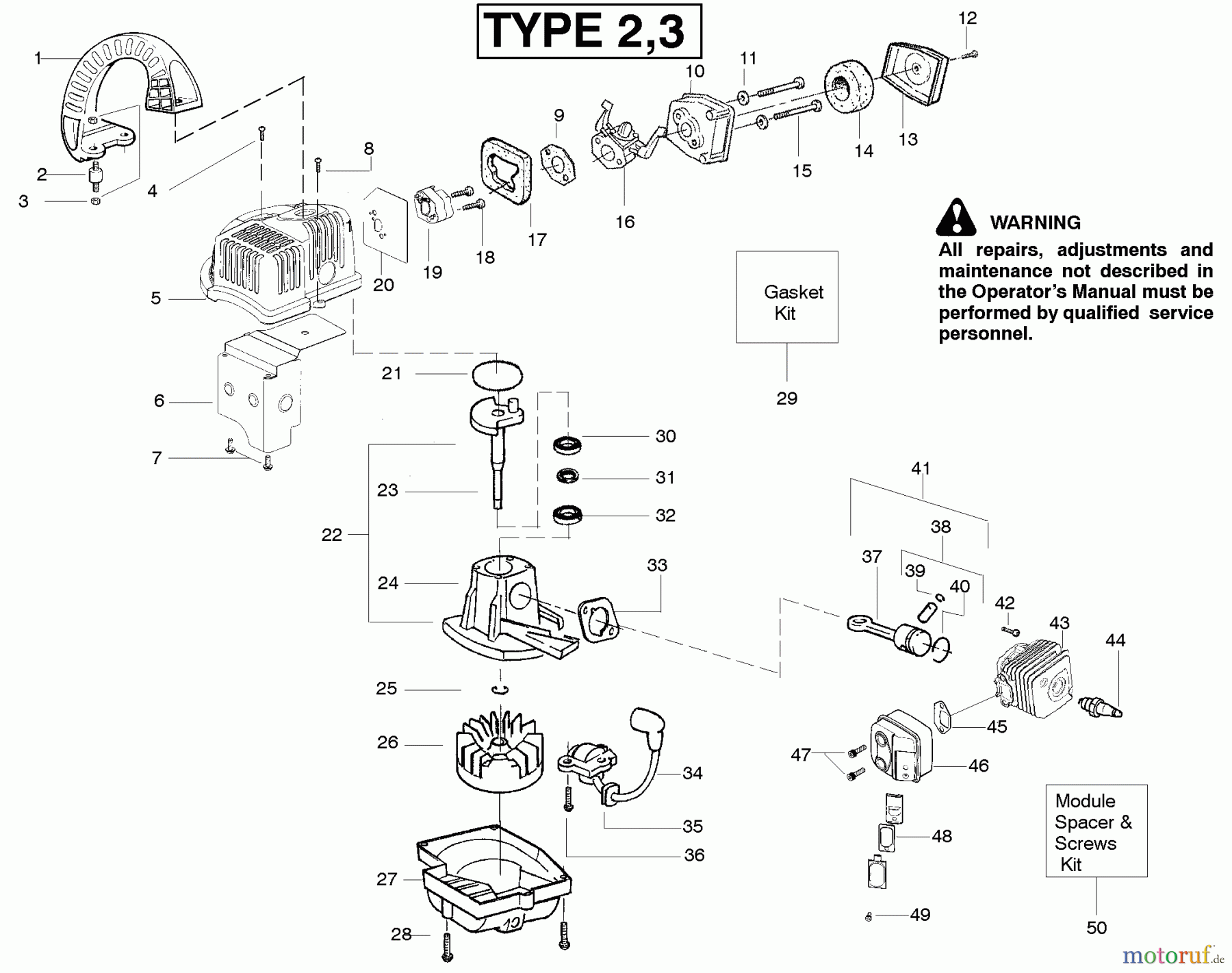 Poulan / Weed Eater Bläser / Sauger / Häcksler / Mulchgeräte FL1500LE (Type 3) - Weed Eater Featherlite Blower Engine Type 2-3