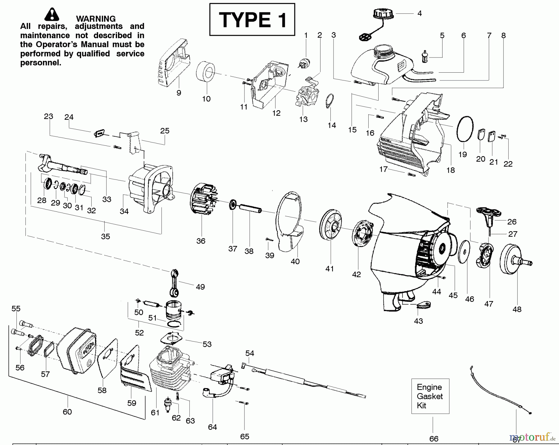 Poulan / Weed Eater Hochentaster PP446ET (Type 1) - Poulan Pro Pole Pruner Engine Type 1