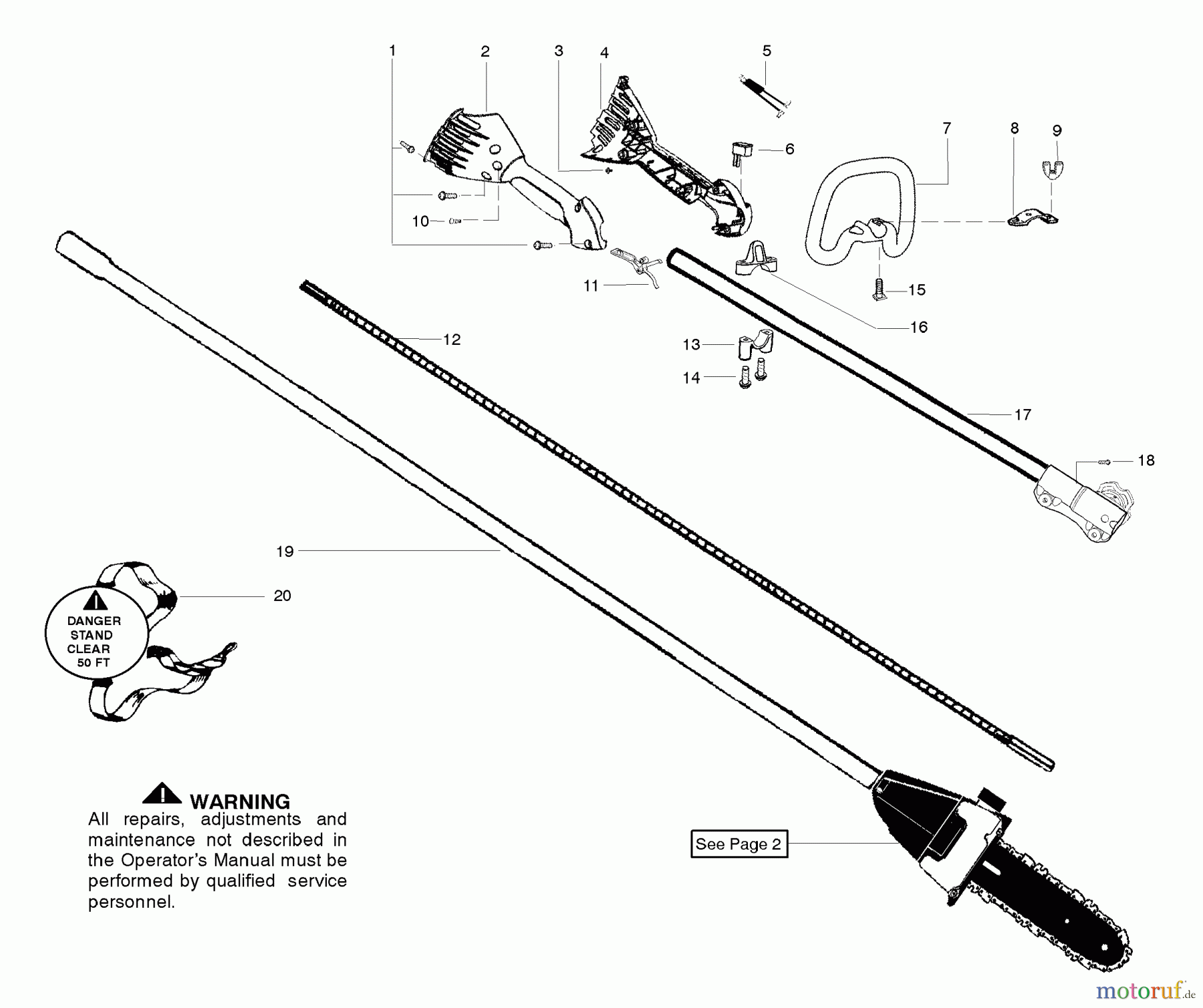 Poulan / Weed Eater Hochentaster PP446T - Poulan Pro Pole Pruner Handle & Pole Pruner Shaft Assembly