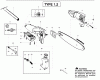 Poulan / Weed Eater SM446E (Type 1) - Poulan Pro Pole Pruner Ersatzteile Oil Tank & Bar Clamp Assembly Type 1,2