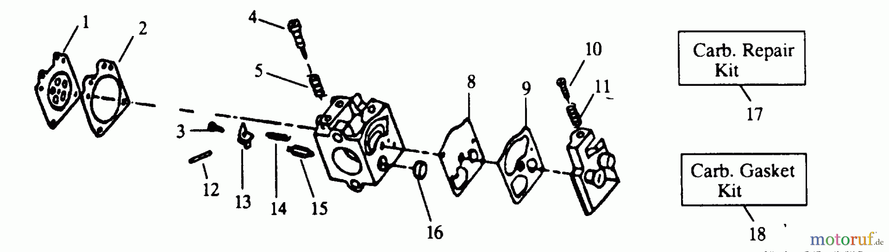 Poulan / Weed Eater Bläser / Sauger / Häcksler / Mulchgeräte GB151C - Paramount Blower CARBURETOR BREAKDOWN