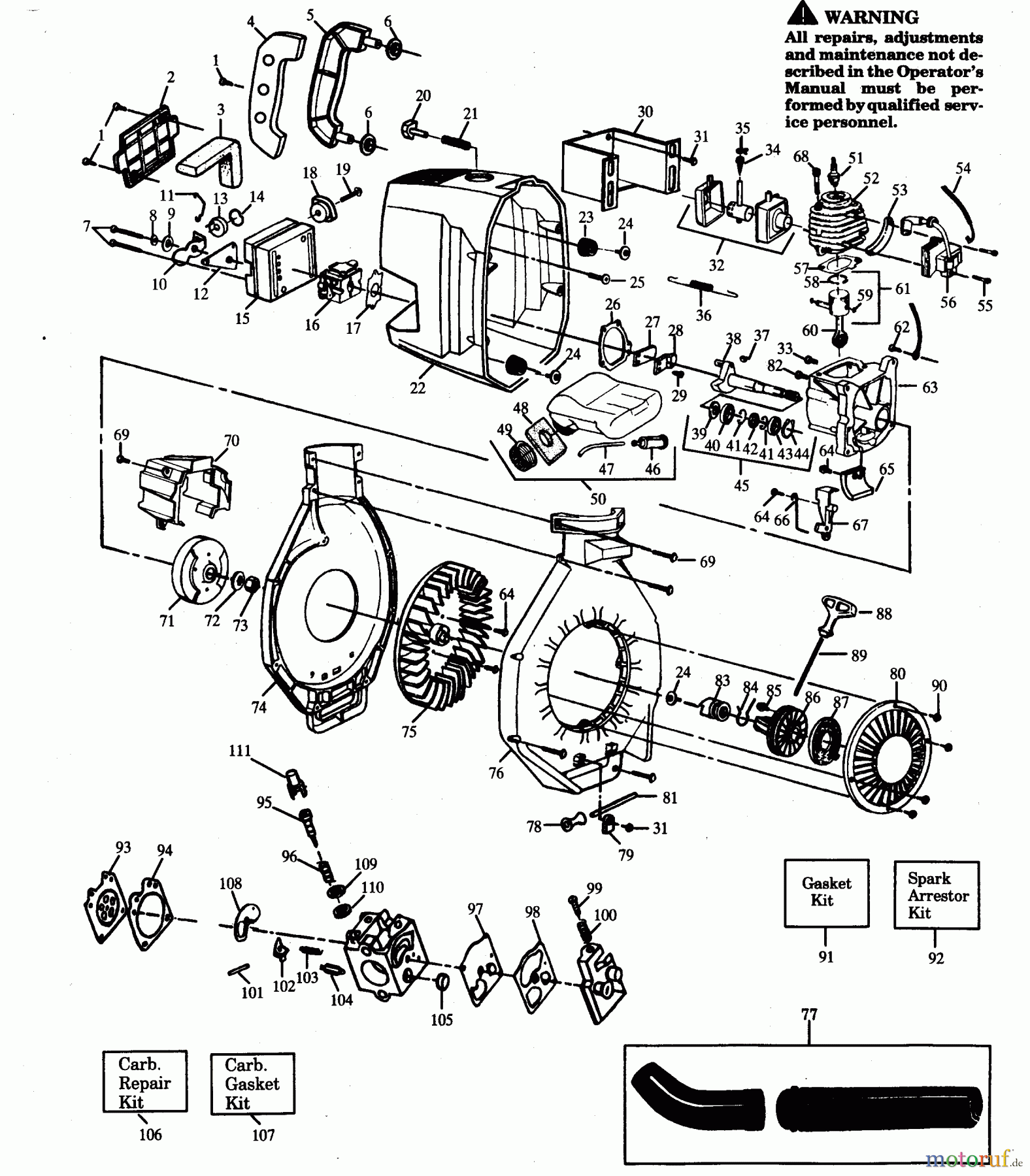 Poulan / Weed Eater Bläser / Sauger / Häcksler / Mulchgeräte GBI20 - Weed Eater Blower BLOWER ASSEMBLY