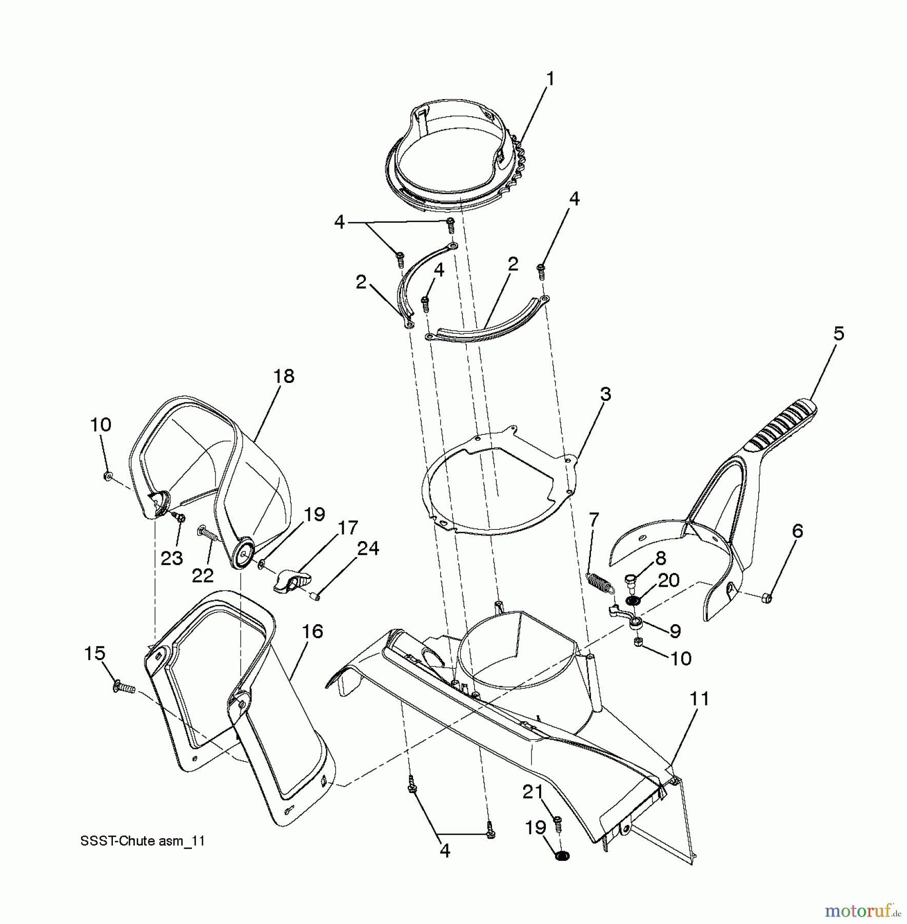Poulan / Weed Eater Schneefräsen PR621 (96182000301) - Poulan Pro Snow Thrower (2011-06) CHUTE