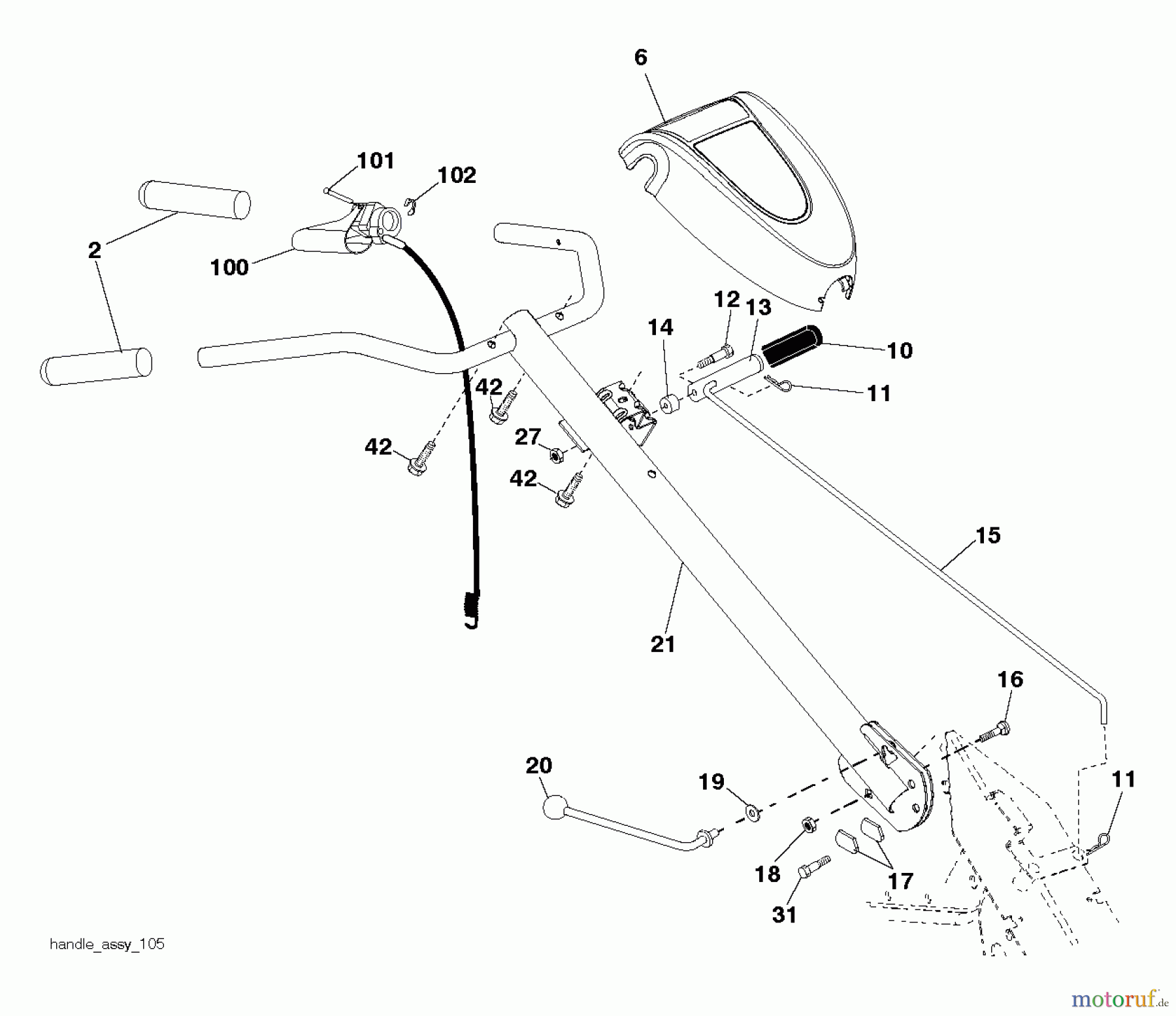 Poulan / Weed Eater Motorhacken / Kultivierer CRT170S (96092003100) - Poulan Pro Rear-Tine Tiller (2011-11) HANDLE