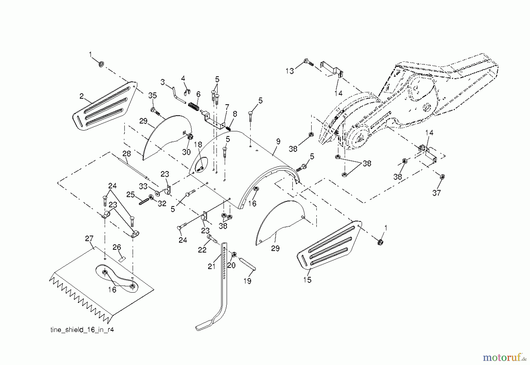 Poulan / Weed Eater Motorhacken / Kultivierer CRT170S (96092003100) - Poulan Pro Rear-Tine Tiller (2011-11) TINE SHIELD