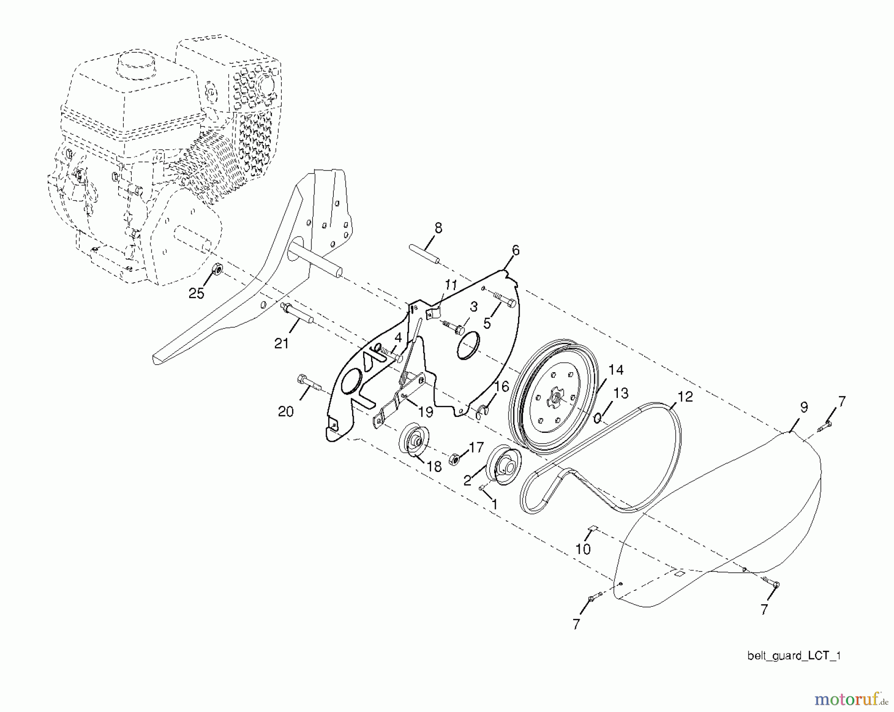  Poulan / Weed Eater Motorhacken / Kultivierer FT900L (96082002400) - Poulan Pro Front-Tine Tiller (2011-04) BELT GUARD PULLEY
