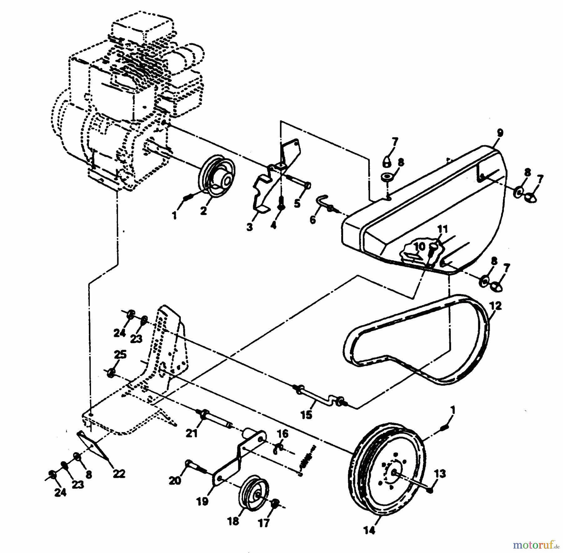  Poulan / Weed Eater Motorhacken / Kultivierer PPFT3B - Poulan Pro Front-Tine Tiller BELT GUARD AND PULLEY ASSEMBLY