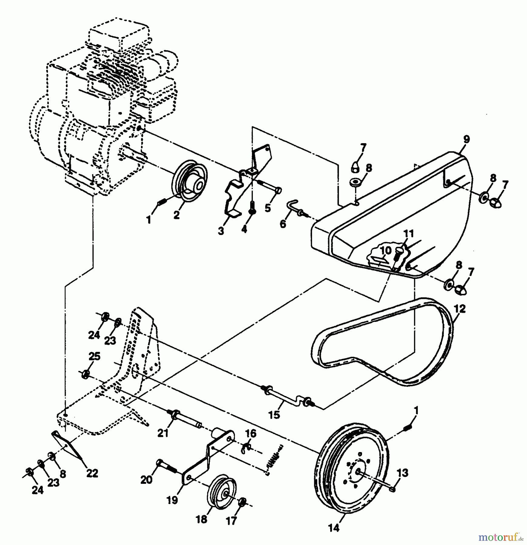Poulan / Weed Eater Motorhacken / Kultivierer PPFT3KA - Poulan Pro Front-Tine Tiller BELT GUARD AND PULLEY ASSEMBLY