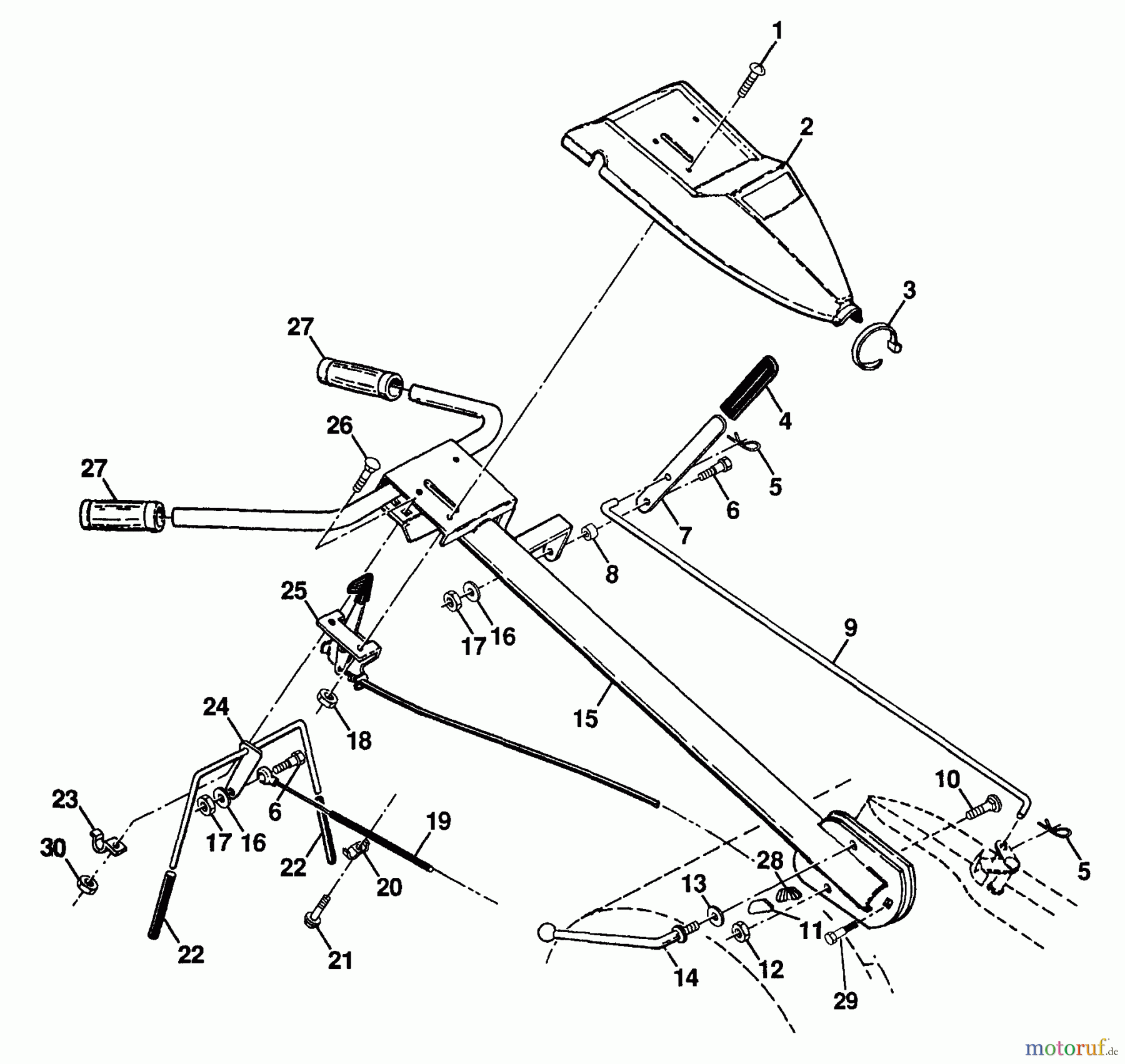 Poulan / Weed Eater Motorhacken / Kultivierer PPRT55A - Poulan Pro Rear-Tine Tiller Handle Assembly
