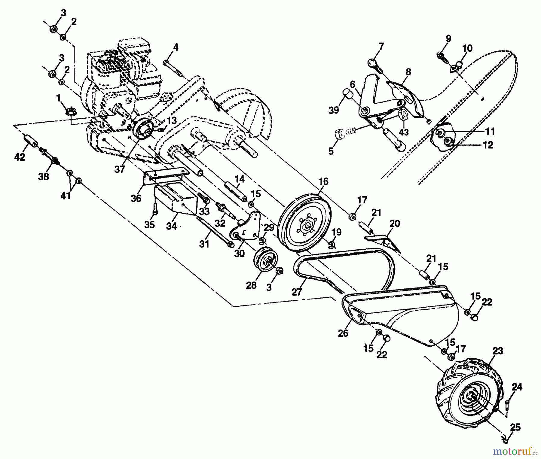  Poulan / Weed Eater Motorhacken / Kultivierer PPRT55A - Poulan Pro Rear-Tine Tiller Mainframe, Left Side