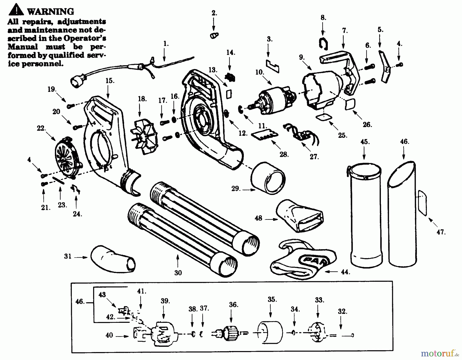 Poulan / Weed Eater Bläser / Sauger / Häcksler / Mulchgeräte PB170HD-00 - Paramount Electric Blower BLOWER ASSEMBLY