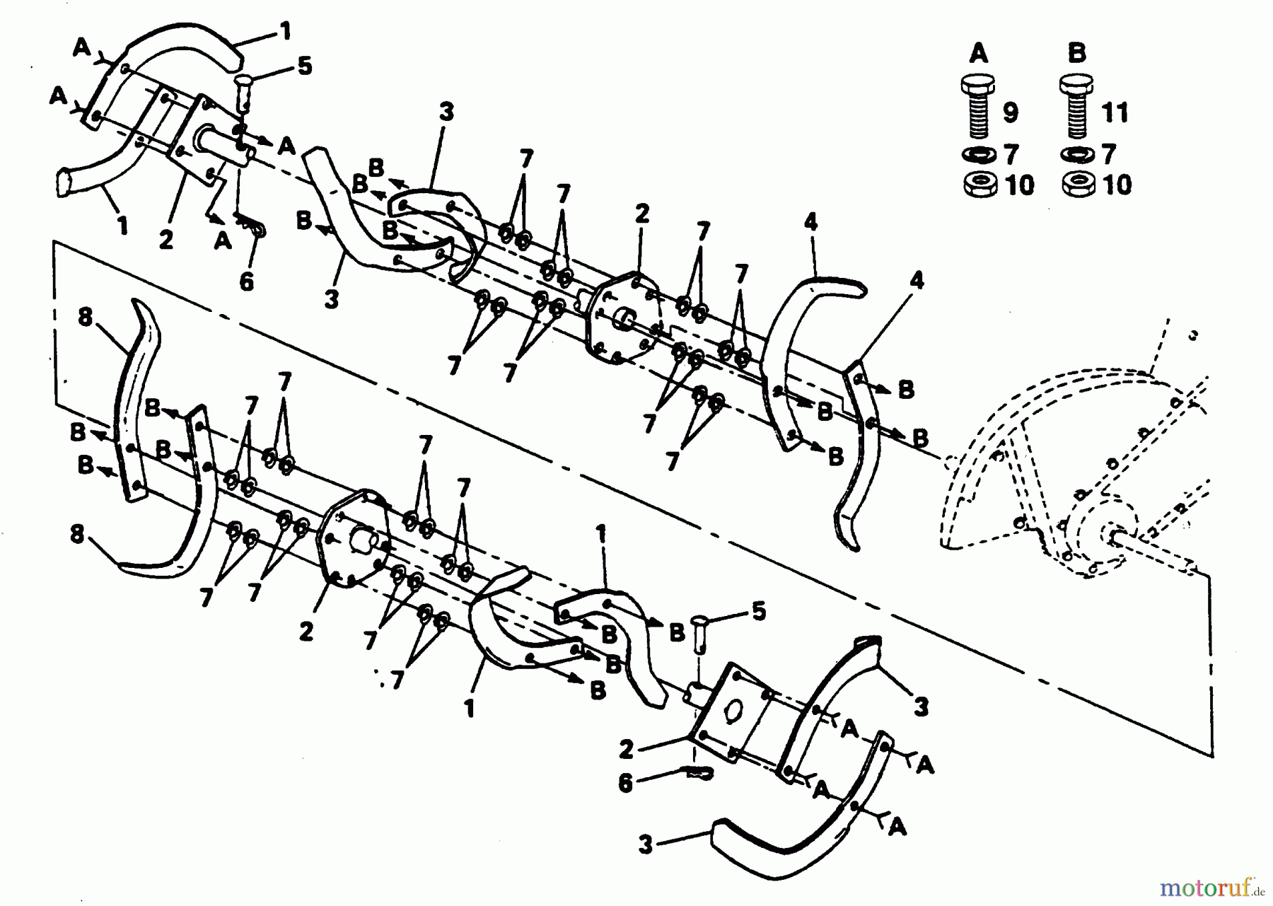 Poulan / Weed Eater Motorhacken / Kultivierer PPRT8JA - Poulan Pro Rear-Tine Tiller TINE ASSEMBLY
